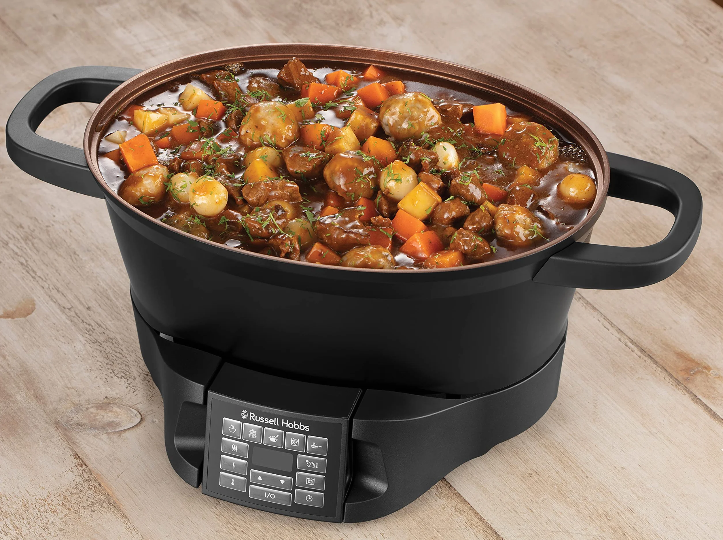 Russell Hobbs Mijoteur Electrique [8 en 1 Polyvalent] Good to Go (Rôtir, Cuisson lente, à vapeur, sous vide, ébullition, mijoter, cuiseur de riz, 6,5L, Economie d'énergie, Commande amovible) 28270-56