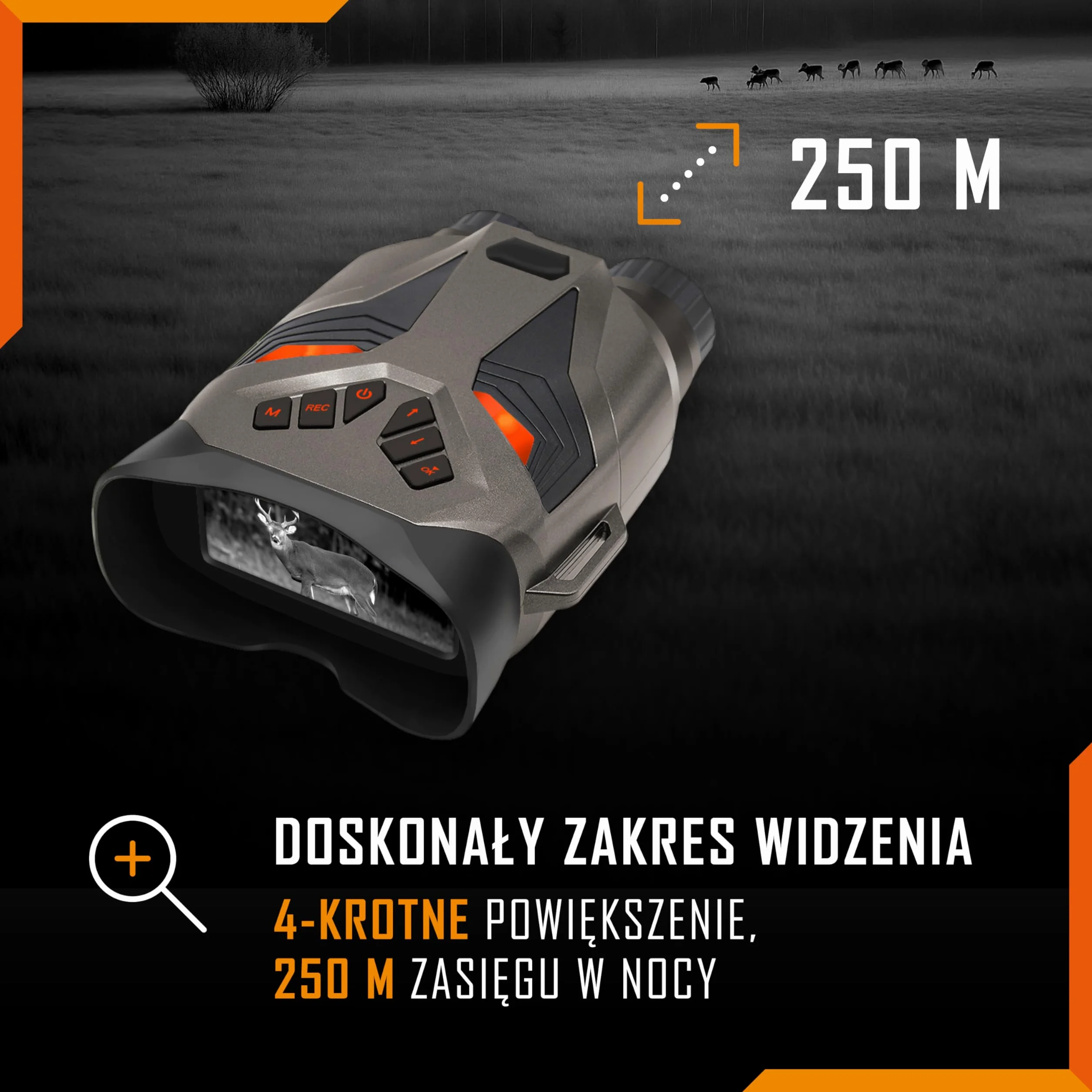 Okulary Noktowizyjne - Nightfox Ember Lornetka Noktowizyjna na Podczerwień, Łatwa w Użyciu, Dużym Ekranem, Powiększenie 4x, Zasięg 250m, Wideo 4K, Gogle Lornetki na Biwakowania