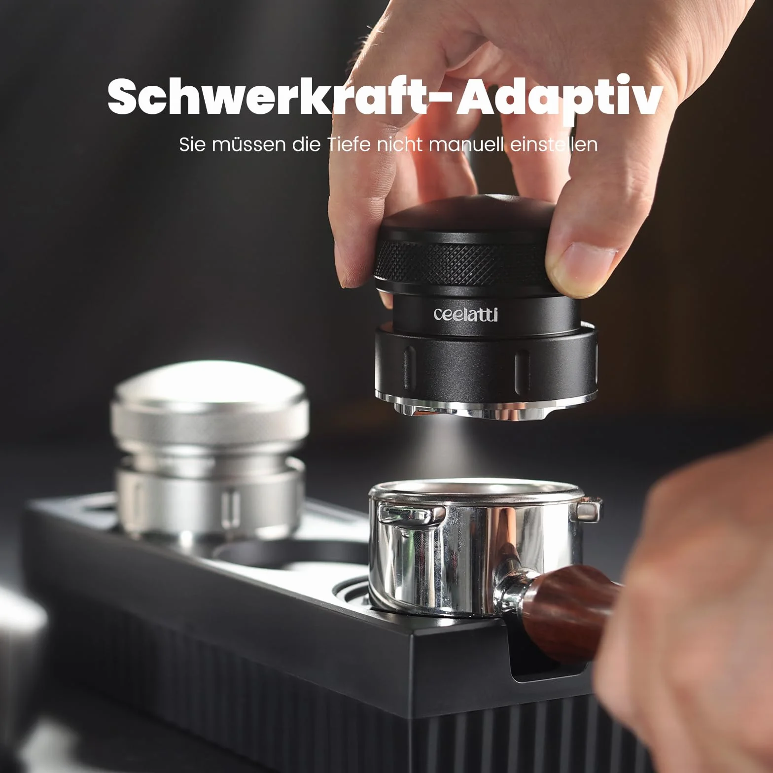 Distributeur de café 54 mm, distribution par gravité pour barista sauge, niveleur de café pour porte-filtre de 54 mm, base à 4 lames en acier inoxydable, noir