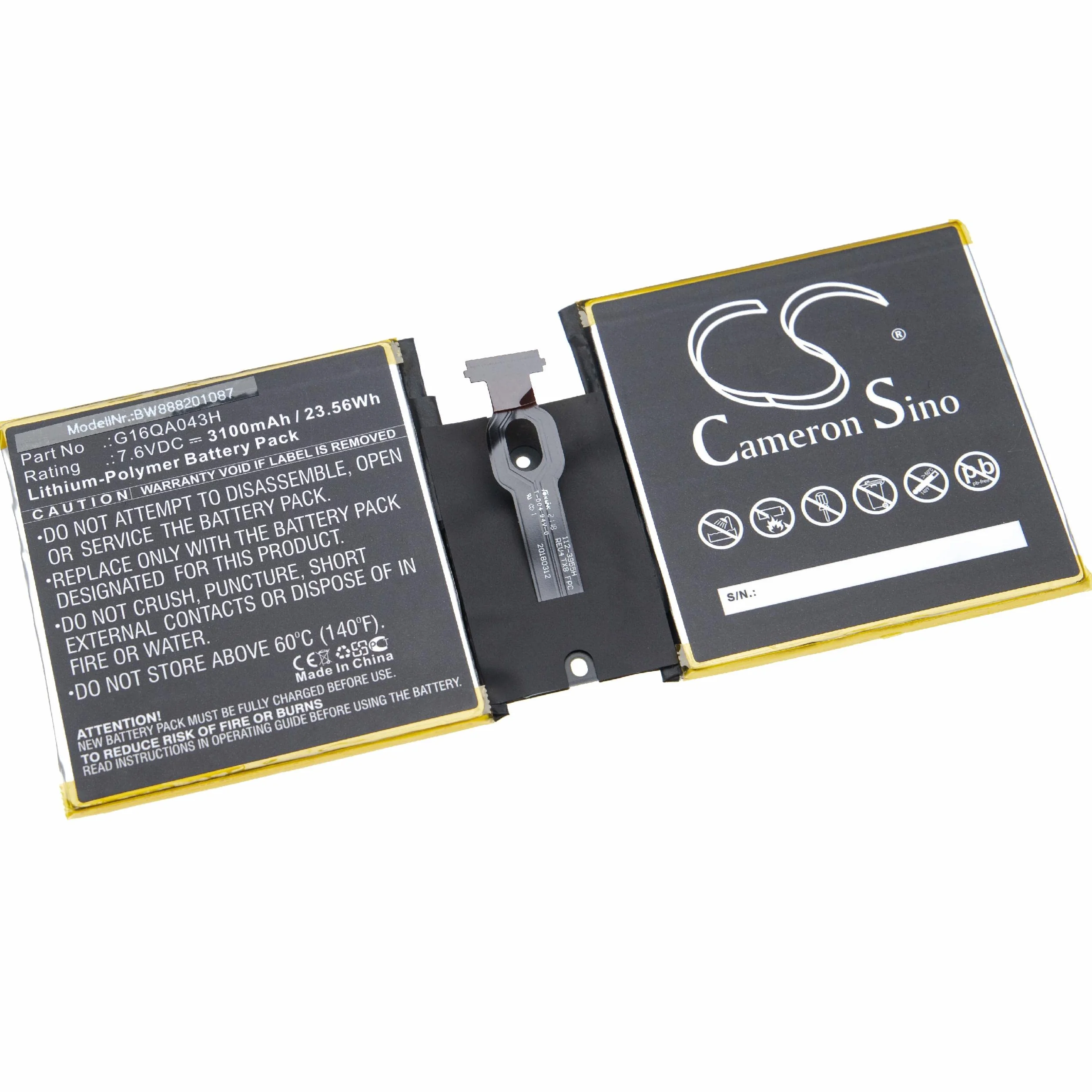 vhbw Bateria kompatybilna z Microsoft Surface Go, Go 10, Go 1824, Go 4415Y Tablet Pad (3100 mAh, 7,6 V, litowo-polimerowa)