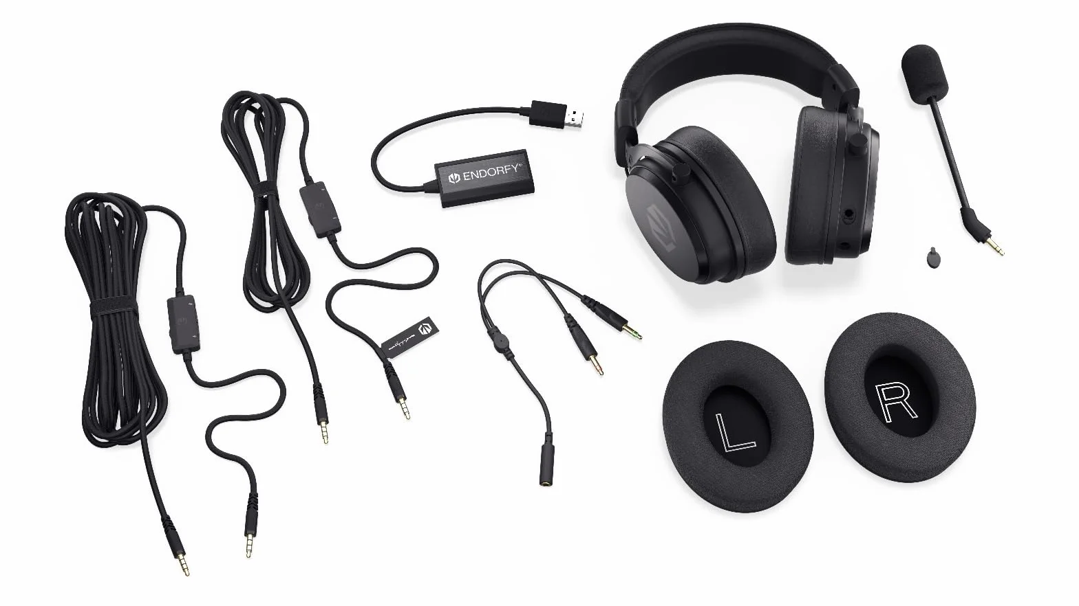 ENDORFY Viro Plus USB, słuchawki gamingowe 7.1, przetworniki 53 mm, odpinany mikrofon z pop filtrem, karta dźwiękowa USB, nausznice memory foam