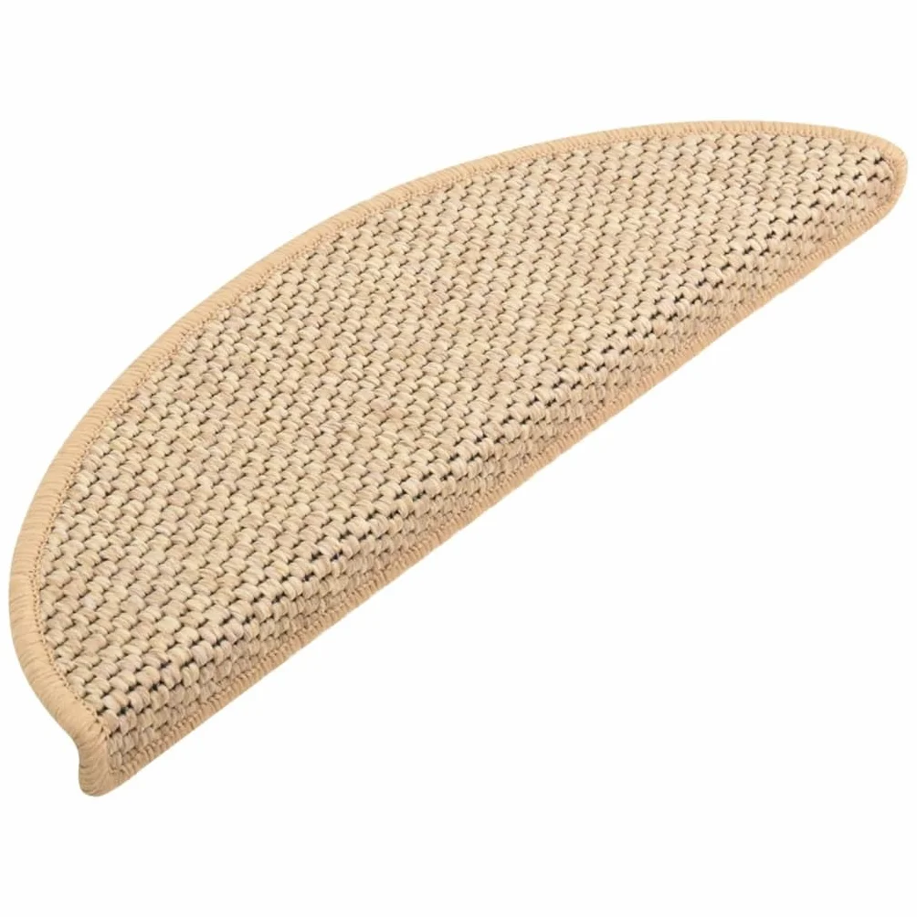 Tapis d'Escalier Autocollants 15 pcs Antidérapantes Insonorisantes 56x17x3 cm Beige Clair