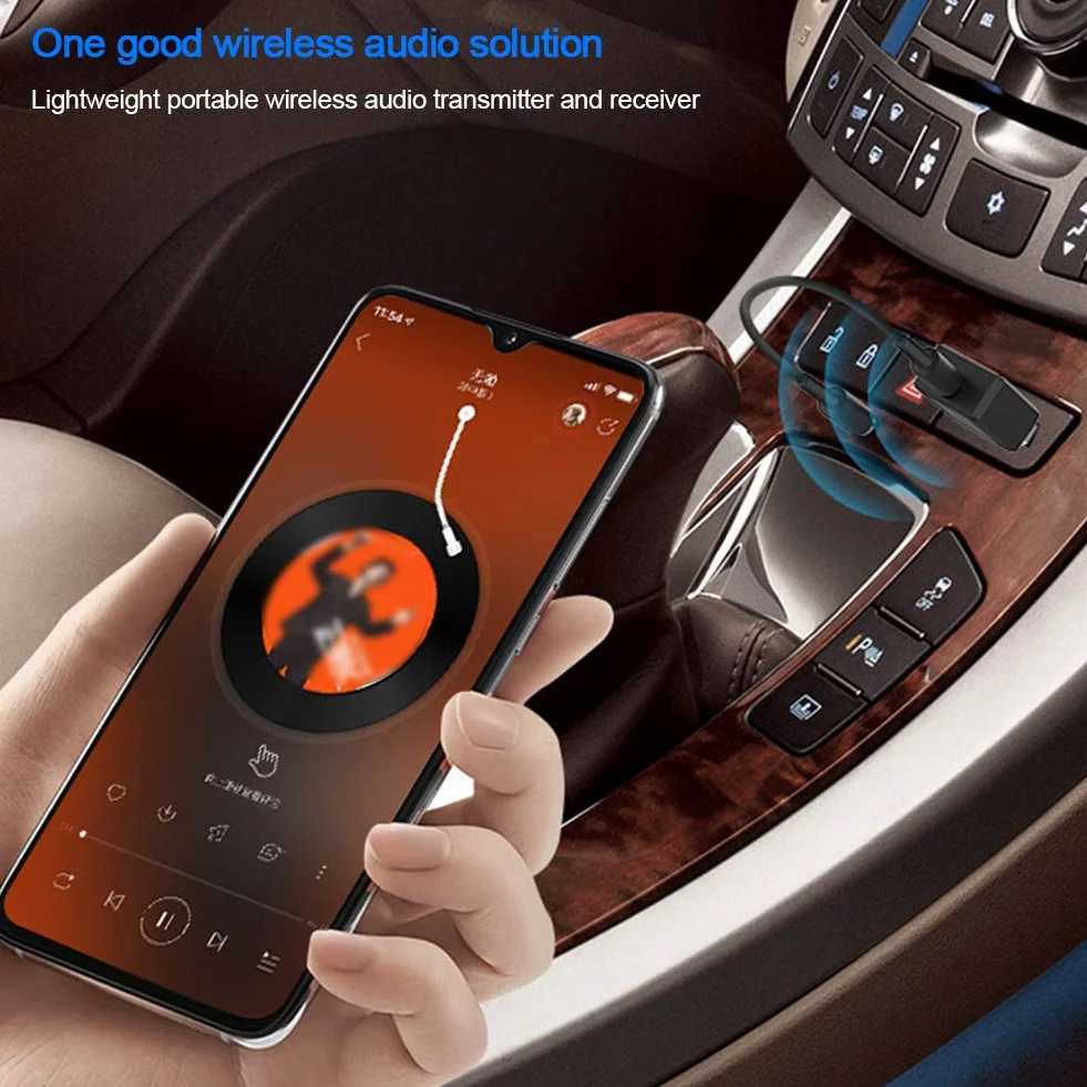 ASHATA Nadajnik odbiornika Bluetooth, nadajnik odbiornika Bluetooth USB5.0 Bezprzewodowy adapter audio Głośnik samochodowy Komputer Adapter TV Odbiornik audio
