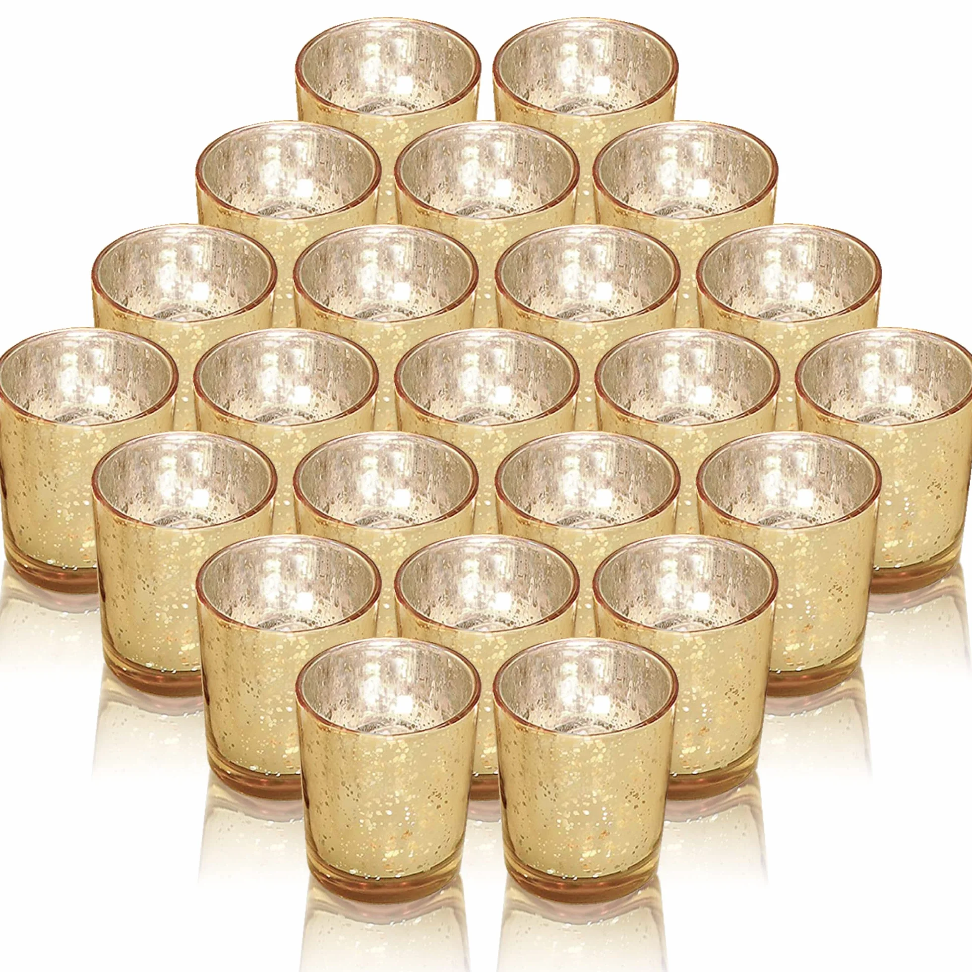 Photophore Bougie Bougeoirs votifs en Or, Ensemble de 48 Porte-Bougies Chauffe-Plat en Verre au Mercure, centres de Table Parfaits pour Mariage, fête, décoration d'intérieur