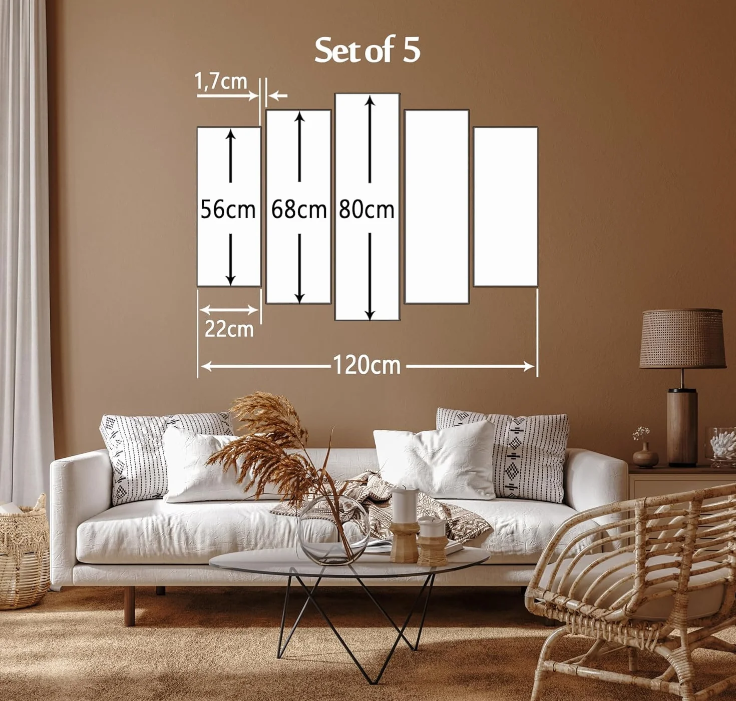 AREDE Lot de 5 Affiches murales Multi Panneaux Épices aux herbes | 120 x 80 cm | Tableau Art Décoration Murale pour la Maison, le Bureau, le Salon, la Chambre à coucher - Prête à être accrochée