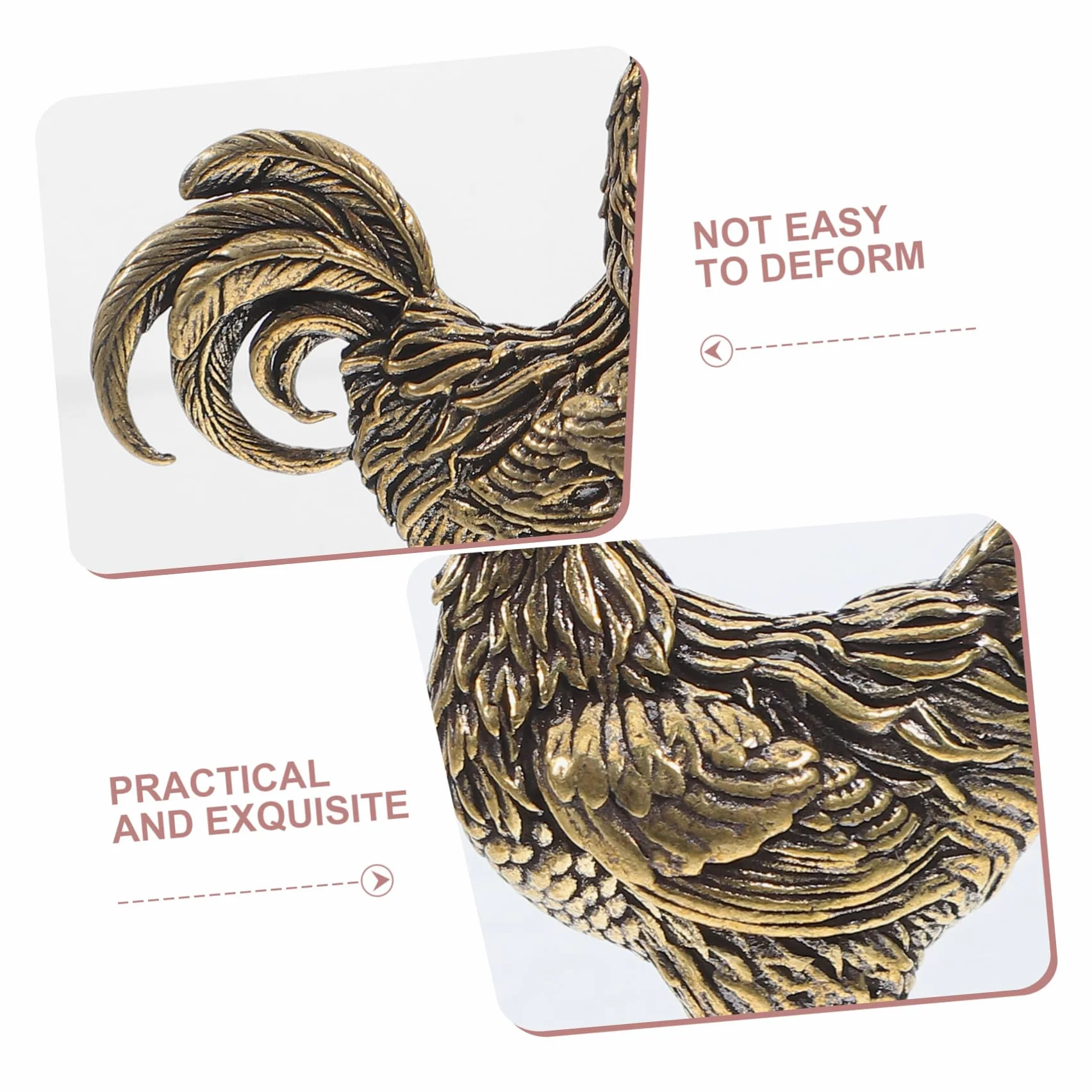 Lot de 2 figurines décoratives Feng Shui Coq et Poule en cuivre porte-bonheur