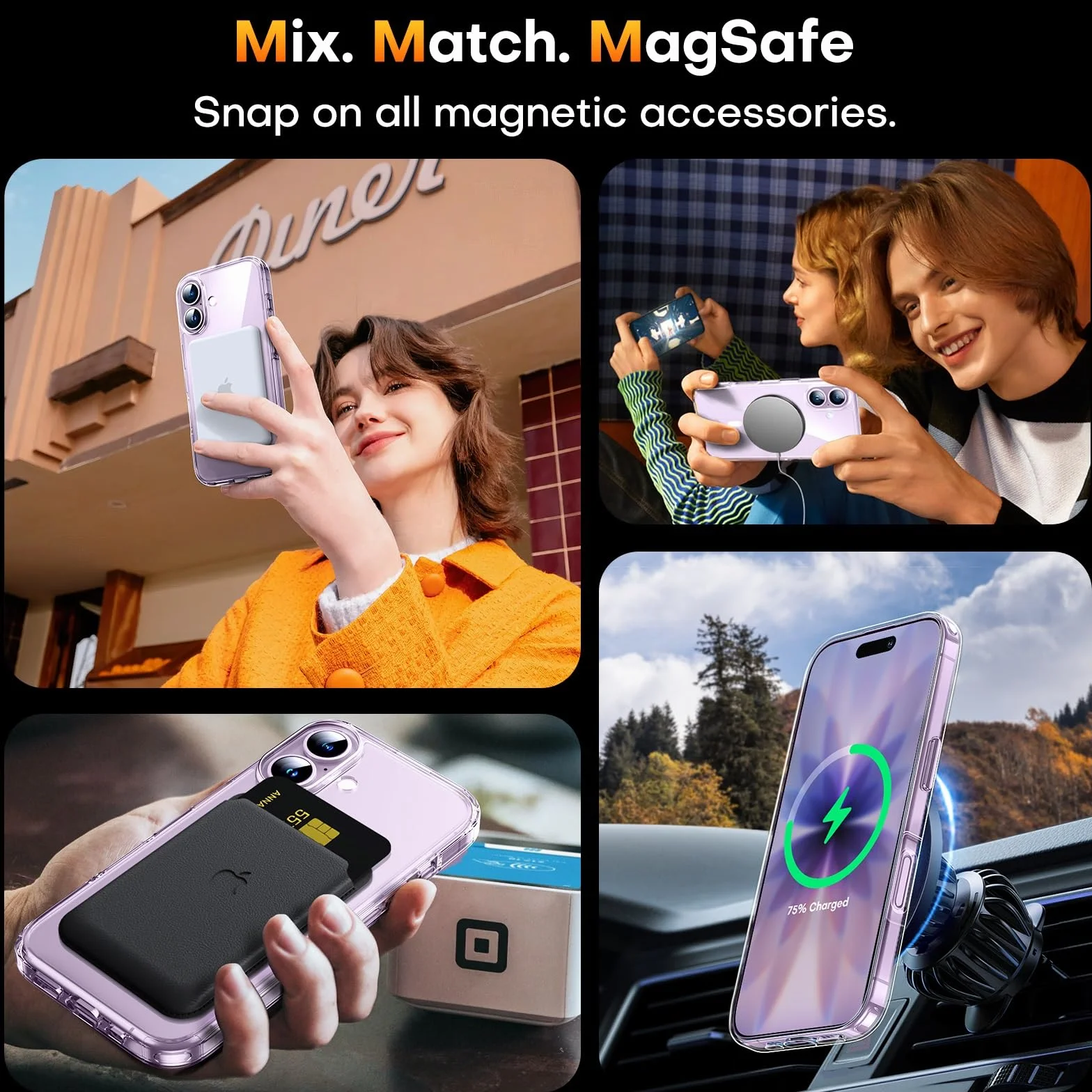 TAURI do iPhone 17 Etui 6.3" z Szkło Hartowane Ochraniacz Ekranu, Kompatybilny z magnetyczne, Nieżółknącą Odporny na Magnetyczna Obudowy - Przejrzysty