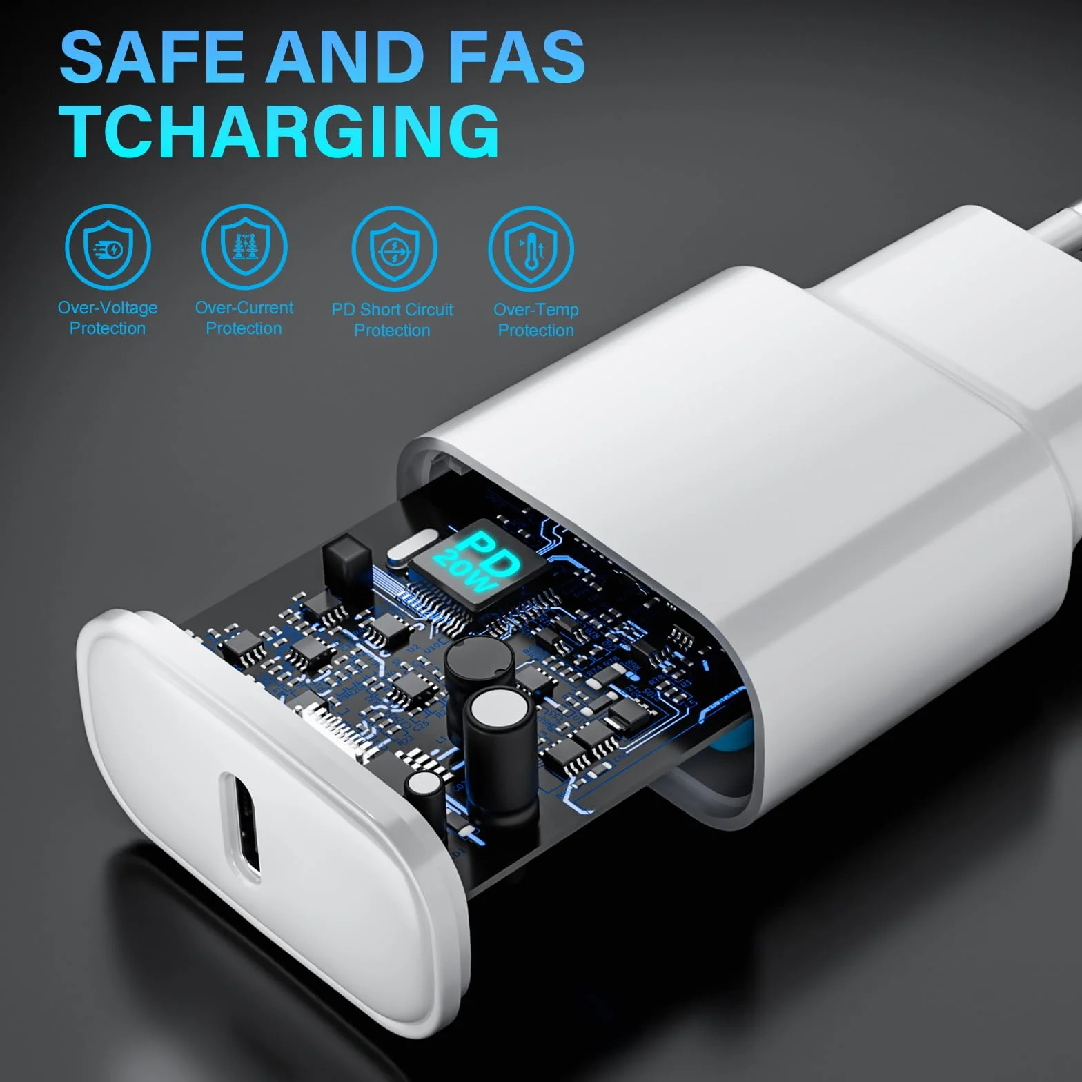 Chargeur Rapide USB C 25W PD 3.0 pour iPhone 17/16/15 Pro/Pro Max/Plus, iPad Pro/Air 2024