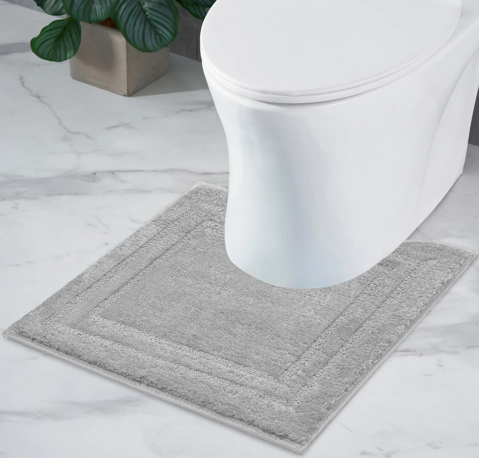 Decomira Tapis de Bain Antidérapant Absorbant Lavable 45x45 cm Gris