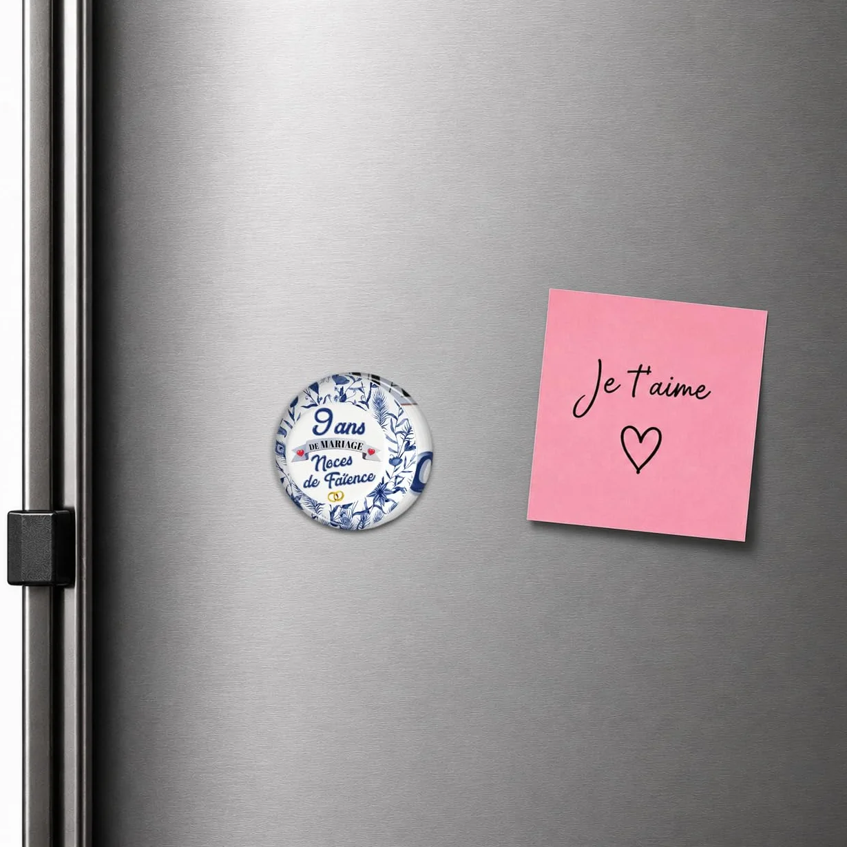 Magnet Aimant 3.8cm Anniversaire 9 Ans Mariage Noces Faïence Diamètre 3.8cm