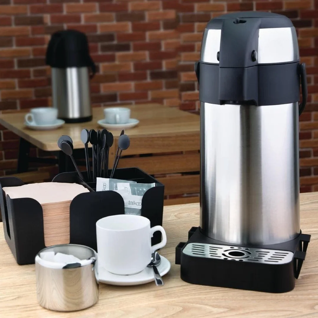 Olympia Distributeur de Boissons Chaudes Airpot à Pompe 3 Litres, Acier Inoxydable, Double Paroi à Isolation Sous Vide | K636