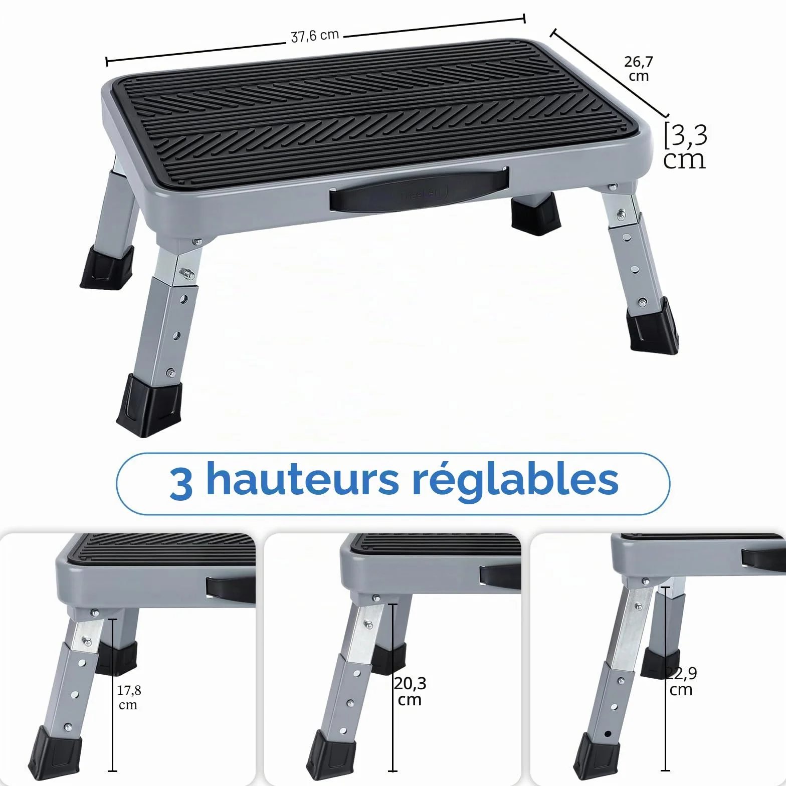 TreeLen Marchepied Noir, 17,7 à 22,9 cm