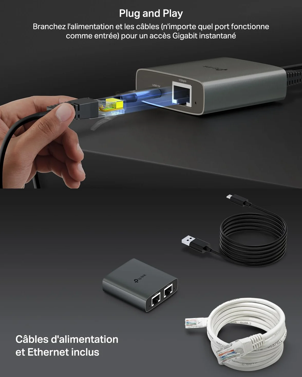 TP-Link EH210 Switch Ethernet 2 Ports 1000 Mbps RJ45 Splitter Réseau