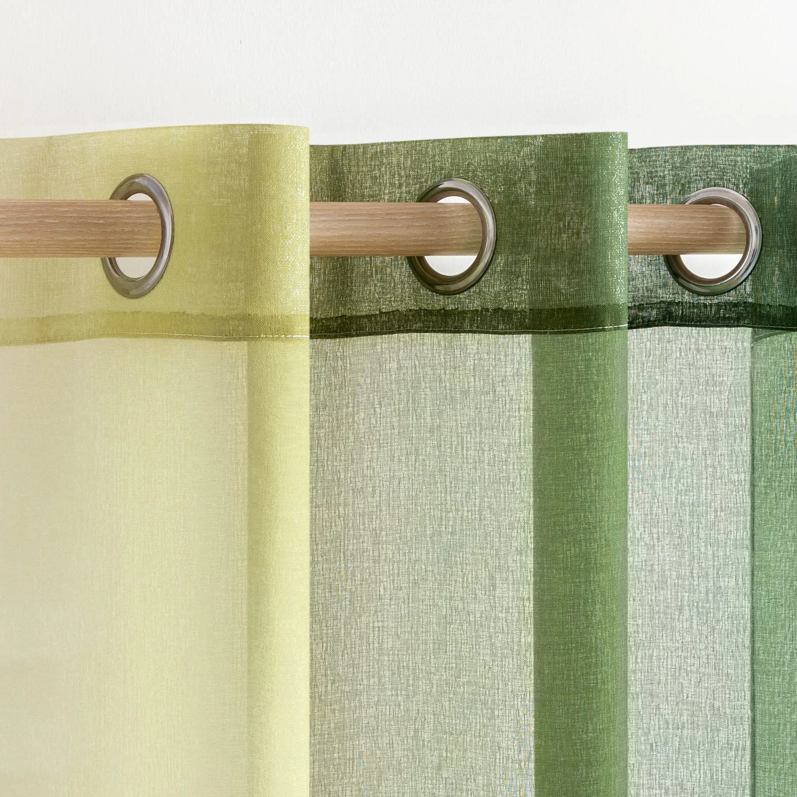 MIULEE Lot de 2 Rideaux Dégradé à Oeillet Voilage Polyester Transparent pour Fenêtre Salon Chambre Blanc Olive 140x245 CM