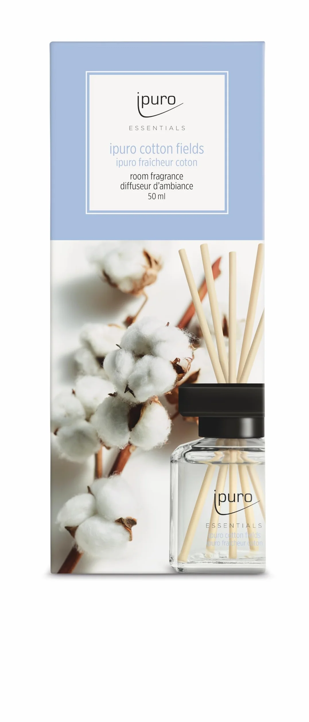 ipuro Essentials Parfum d'intérieur Cotton Fields 50ml Diffuseur à bâtonnets
