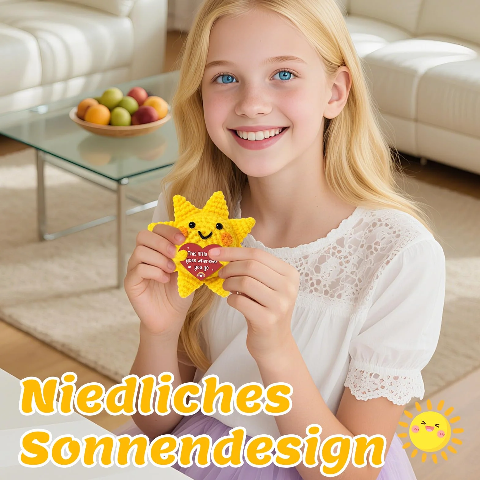 Poupée tricotée à la main Soleil Pocket Hug Cadeau positif pour femme Anniversaire Noël