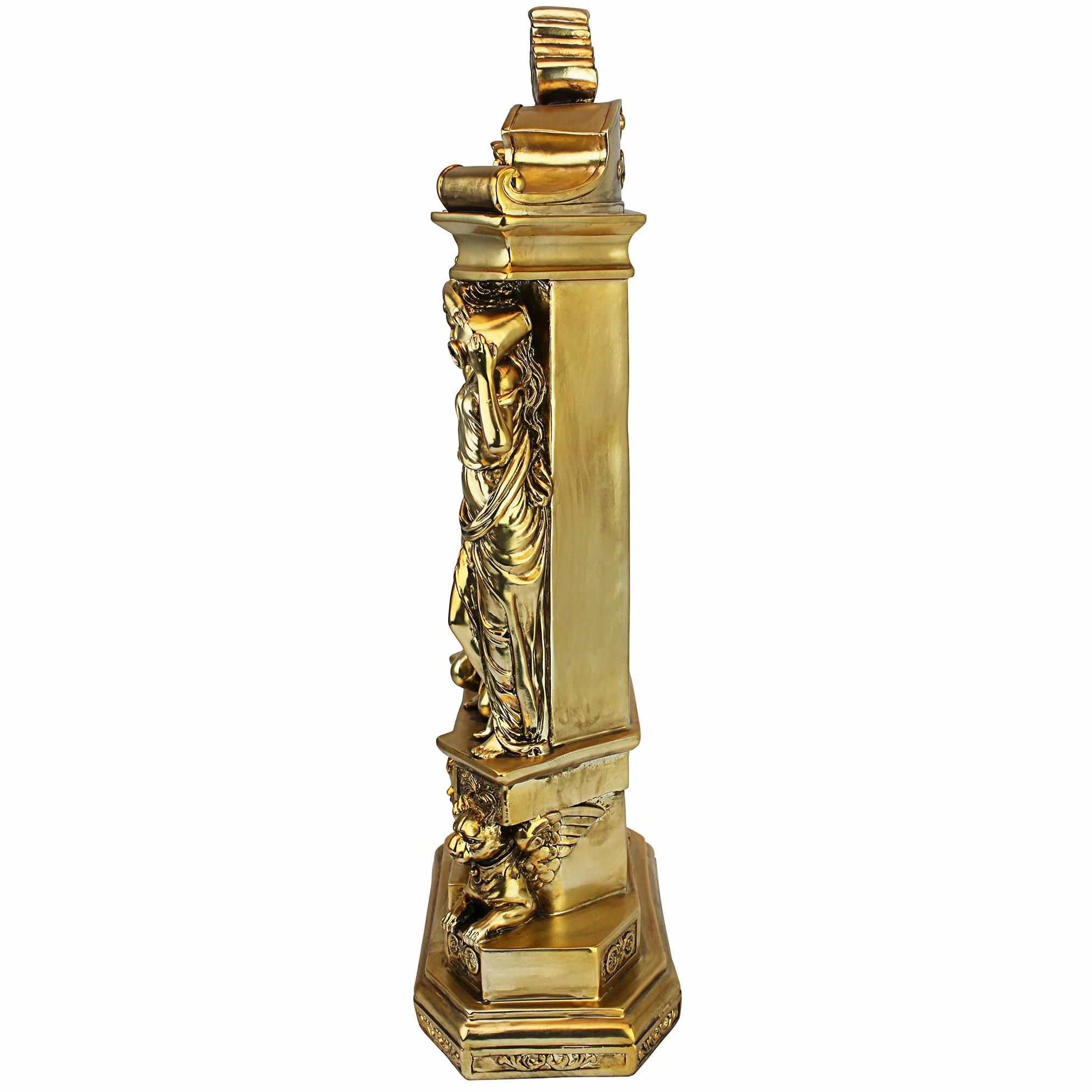 Design Toscano Château de Chambord Horloge de Tablette de Cheminée, 51 cm, polyrésine, or