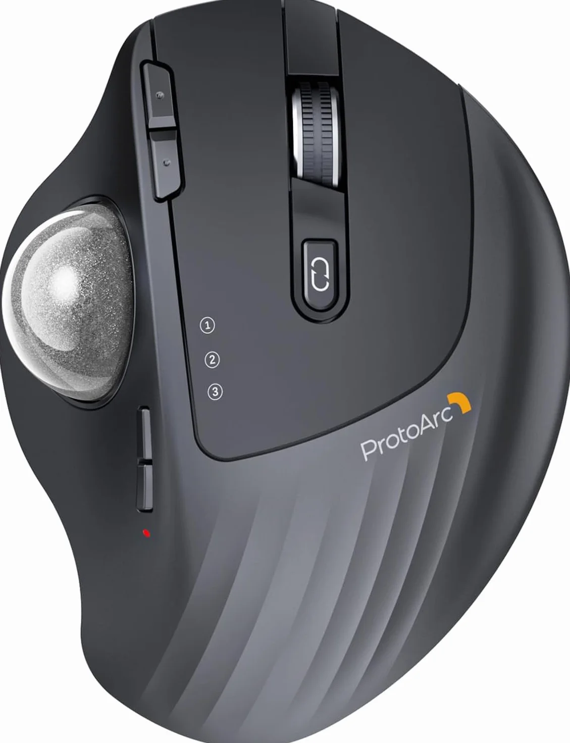 ProtoArc EM01 NL Bezprzewodowa mysz Trackball, ergonomiczna mysz kulkowa Bluetooth, kciuk, ładowalna, komputer, laptop, regulowany kąt i 3 przyłącza urządzeń, do PC, Mac, Windows, szara kulka 25