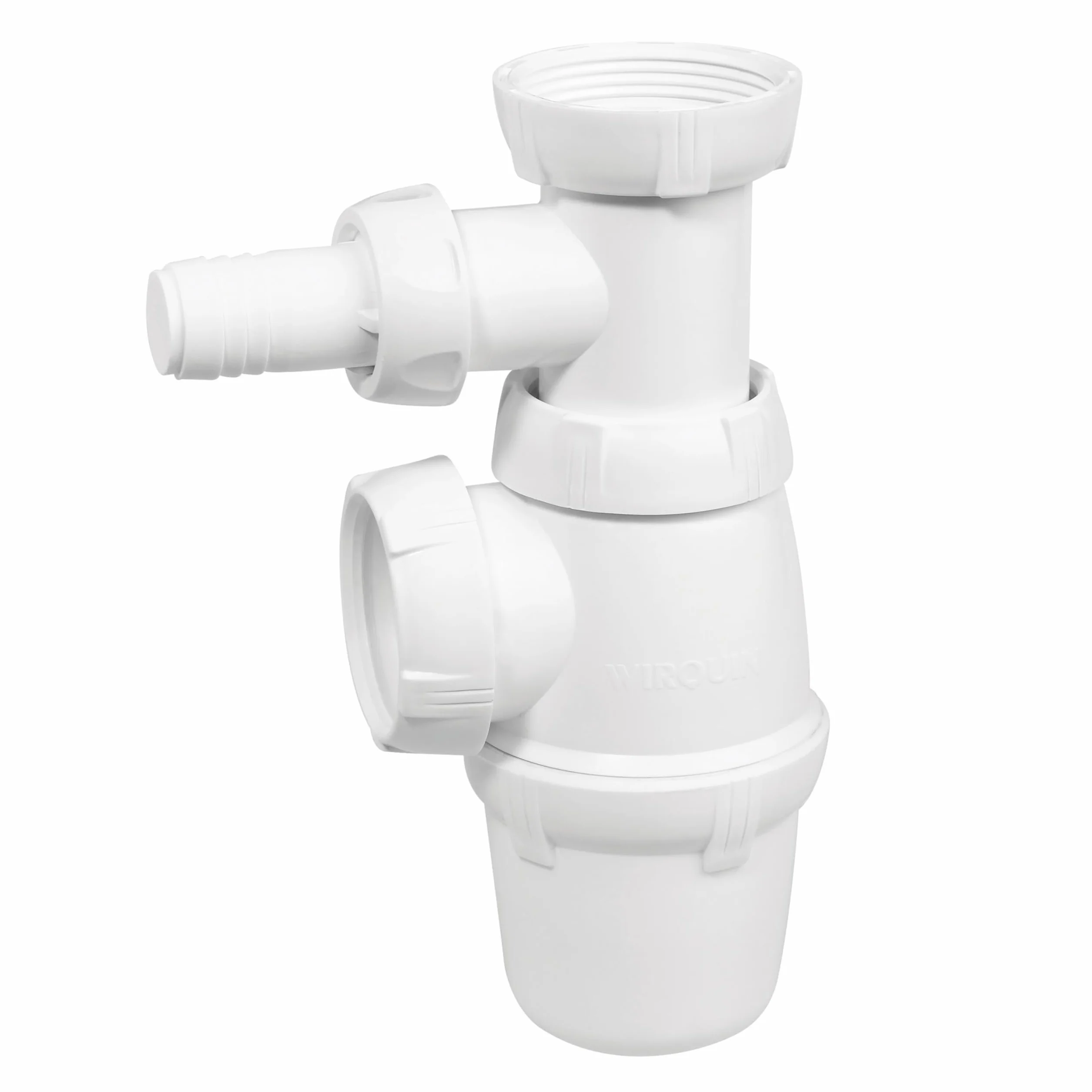 Wirquin SP3223 Siphon d'évier classique ⌀40 mm réglable avec prise machine à laver, blanc