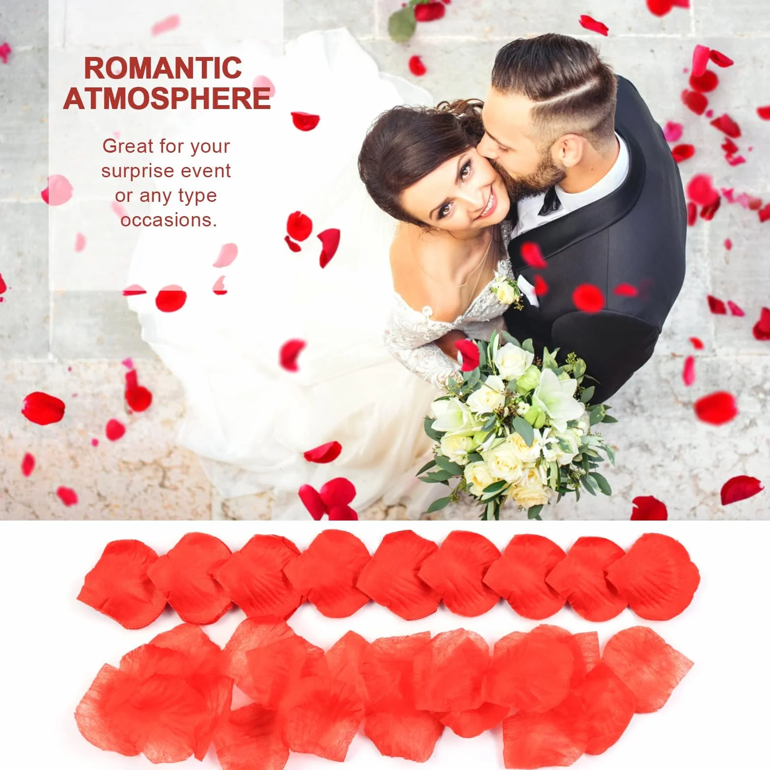 1200 Pièces Pétales de Rose Artificielles Rouges en Soie pour Mariage Saint Valentin Fête