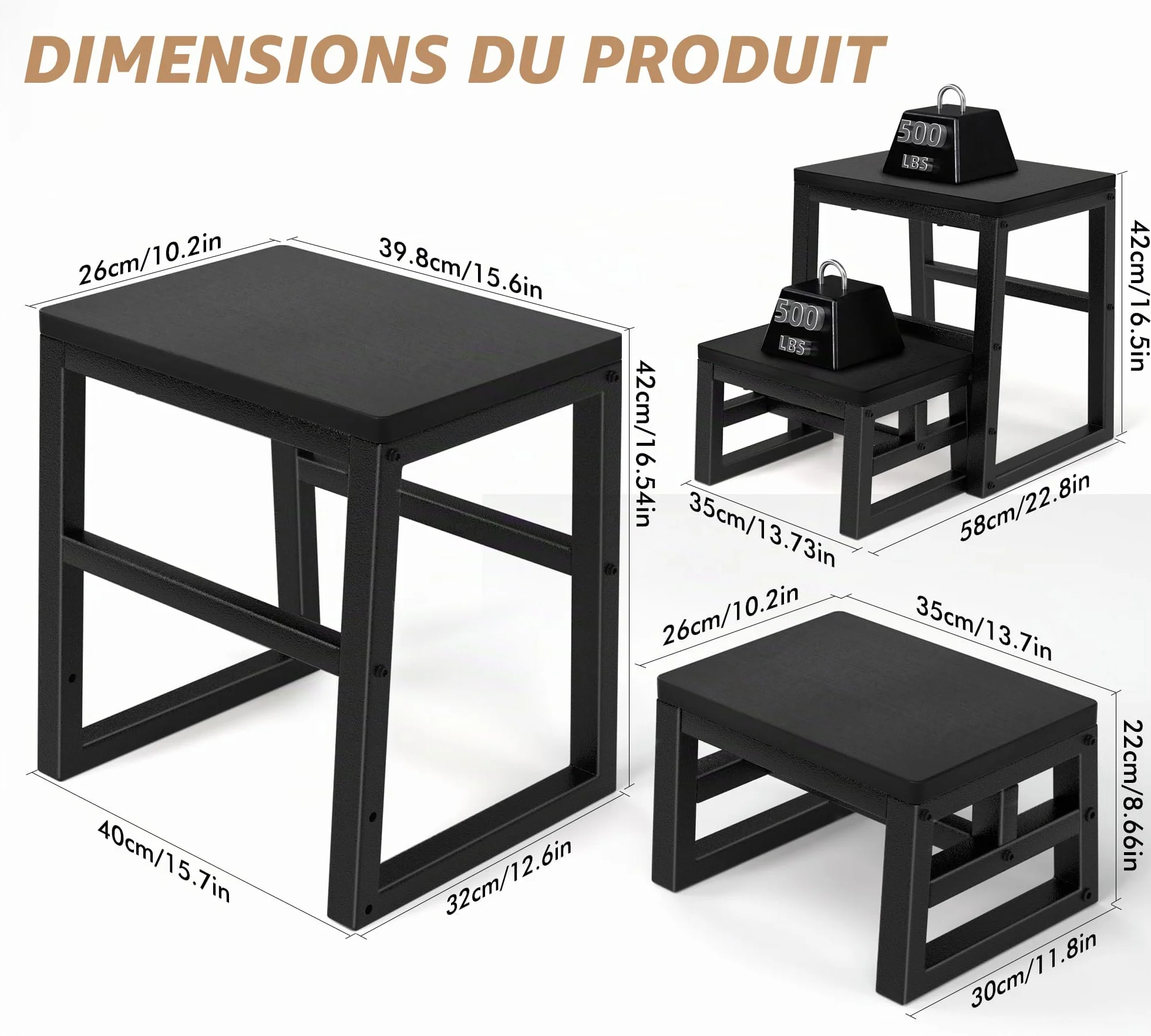 Marchepied 2 marches 3-en-1 en HDPE résistant à l'eau, tabouret 2 marches pliable pour adultes et enfants, supporte jusqu'à 230 kg, marchepied pliable deux marches pour la salle de bain, la cuisine