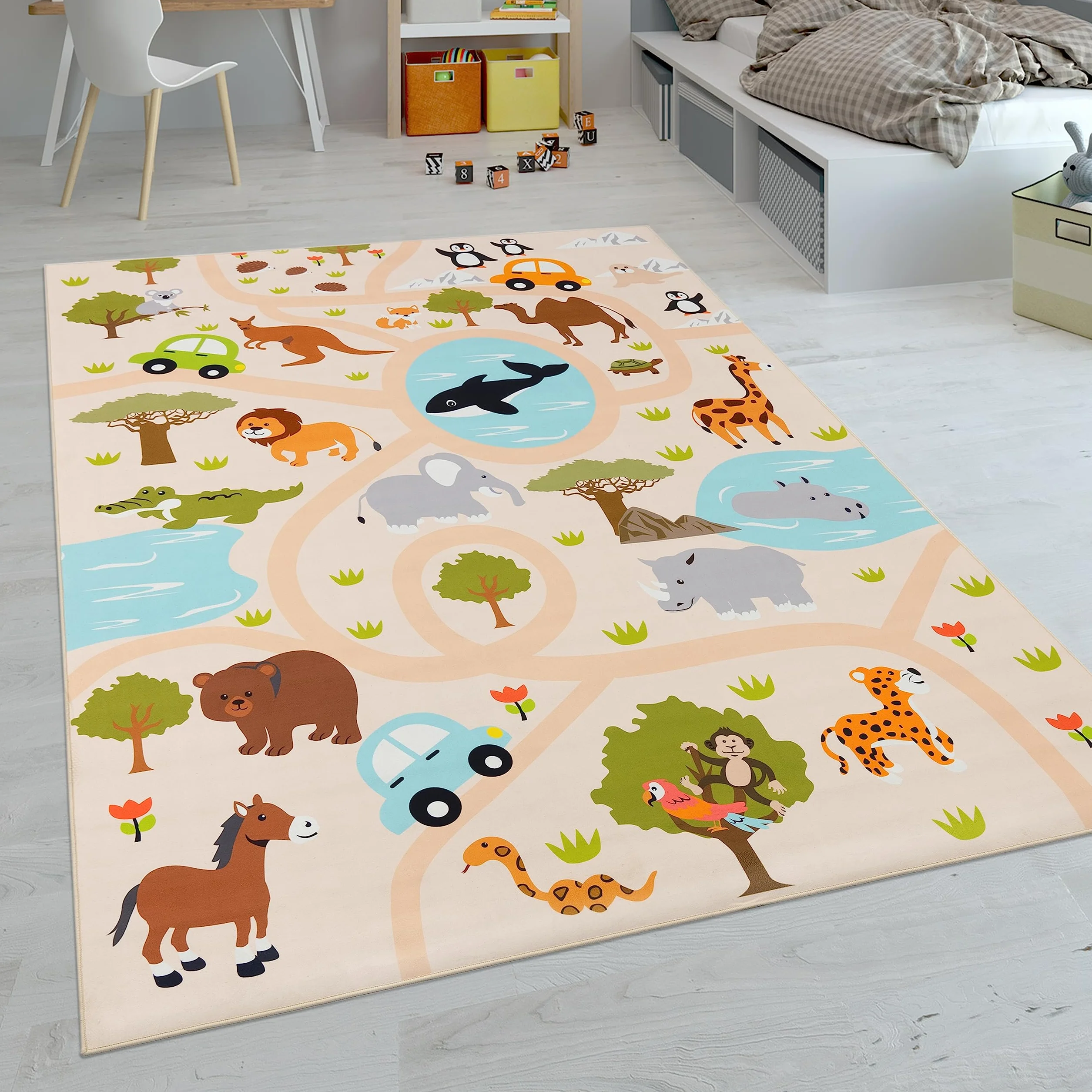 Paco Home Tapis Enfant Antidérapant 140x200 cm Multicolore