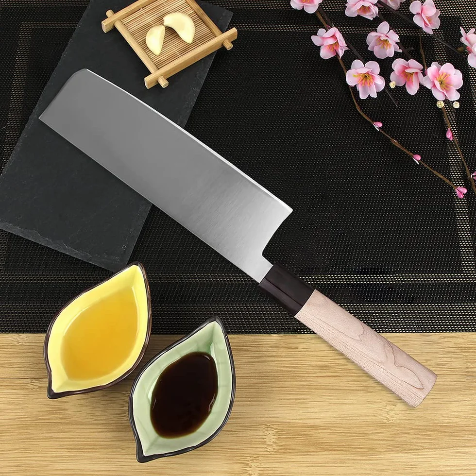 WILDMOK Couteau Nakiri 19.4 cm, Couteau à Légumes Allemand en Acier Inoxydable, Couteau de Chef Asiatique Usuba Pour Gaucher