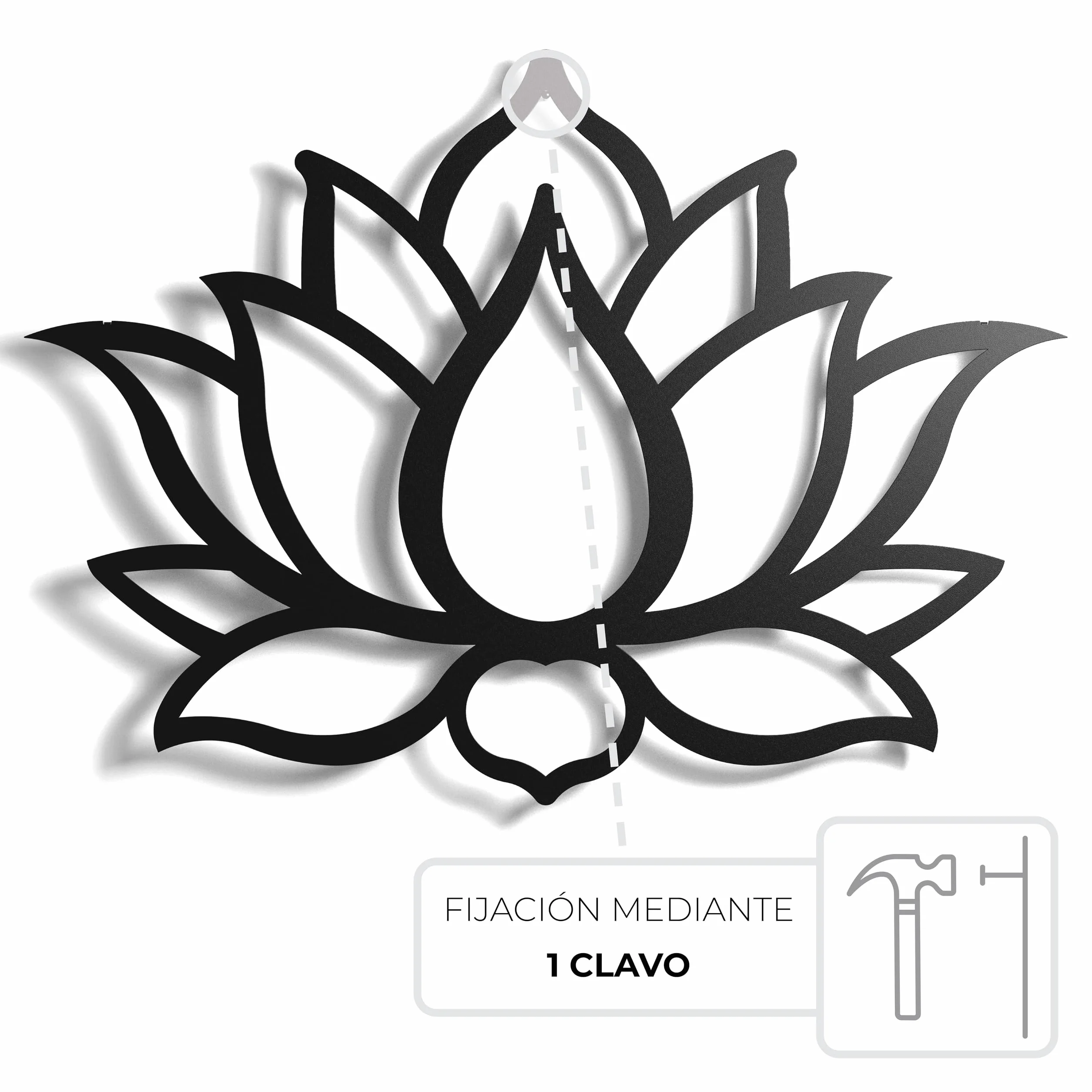 Sculpture murale flottante en acier Fleur de lotus 43 x 31 cm Décoration Métal