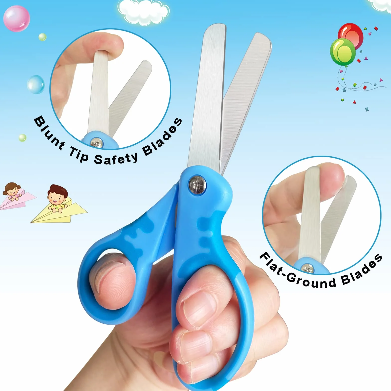 CCR Lot de 5 paires ciseaux sécurité enfants 13,5 cm poignée douce couleurs assorties