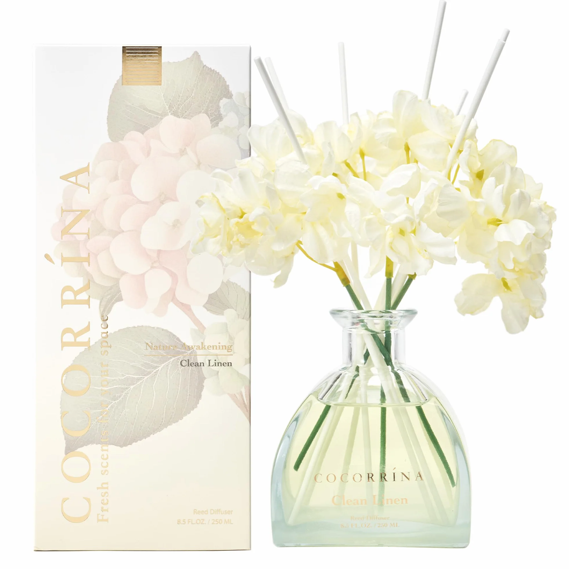 COCORRÍNA Diffuseur de Parfum 250ml Clean Linen 8 Bâtonnets Décoration Maison