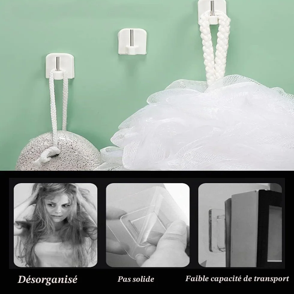 Crochets Autocollants 10 Pièces, Supports pour Tringles sans Percage pour Barres de Rideaux