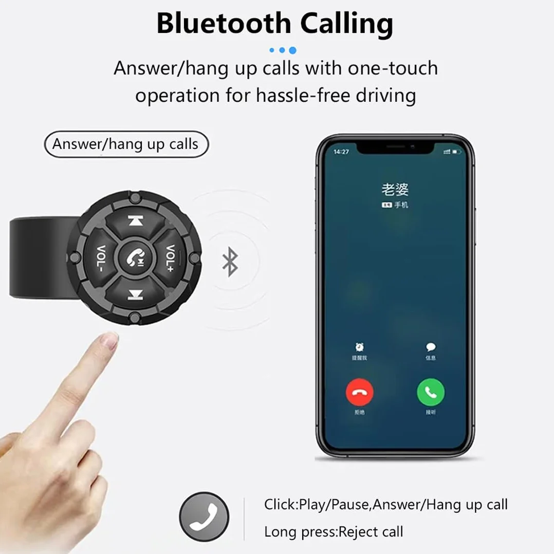 Przycisk multimedialny bezprzewodowy pilot zdalnego sterowania Bluetooth, wodoodporny pasek typu IP67, kontroler telefonu do samochodu, roweru, motocykla, kierownicy, Siri, dzwonienie i robienie zdjęć