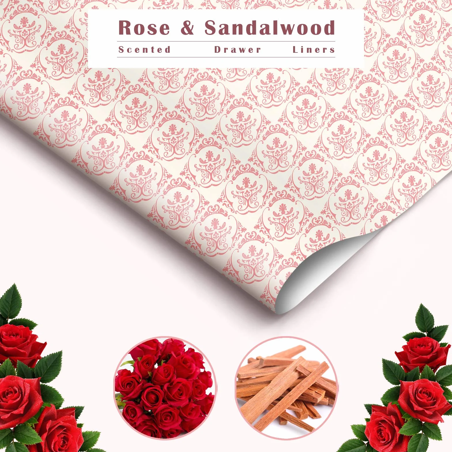 LA BELLEFÉE Papier Parfumé Tiroirs Tapis d'Armoire à Linge Bois de Santal Rose