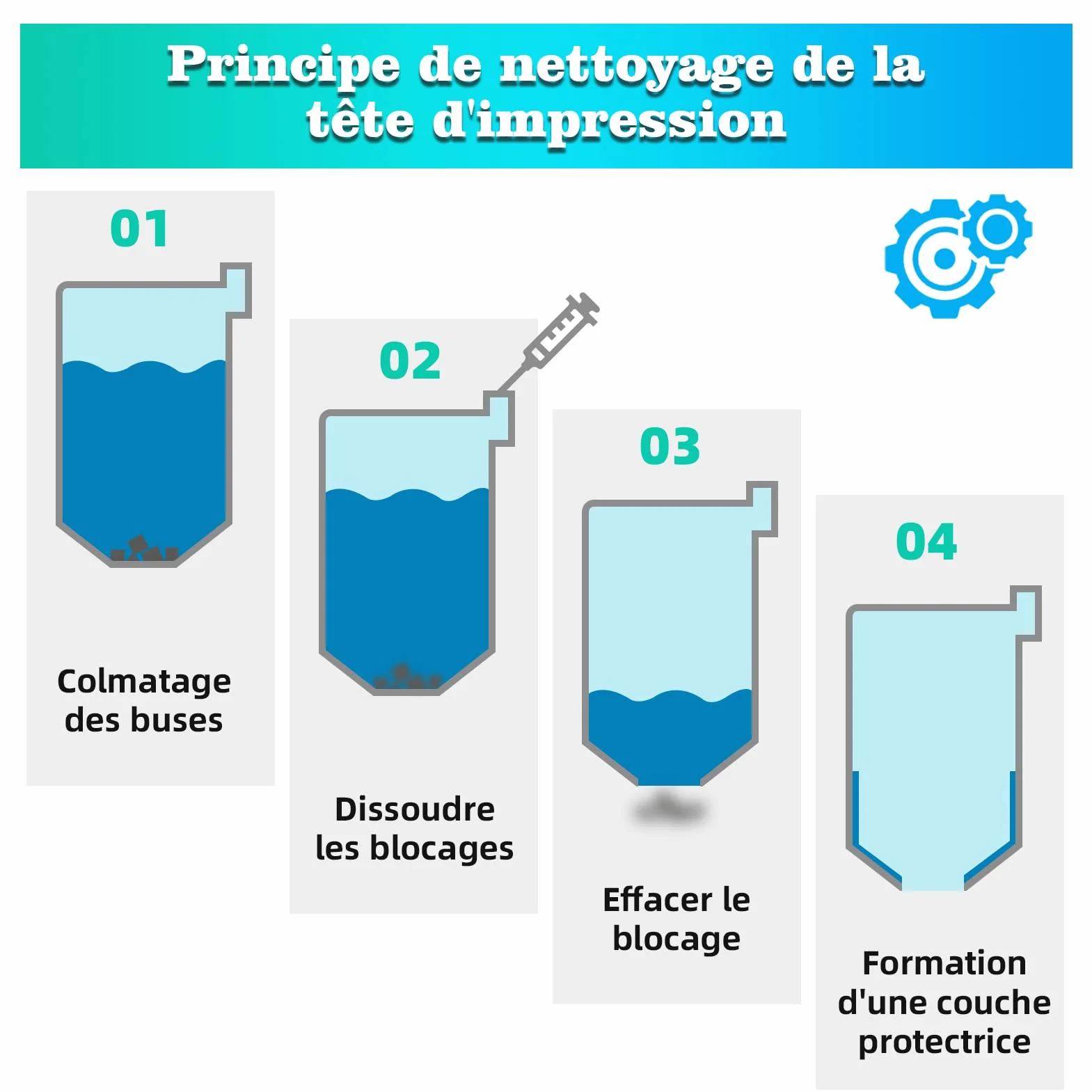 Liquide de nettoyage pour tête d'impression 100 ml Epson HP Canon Brother
