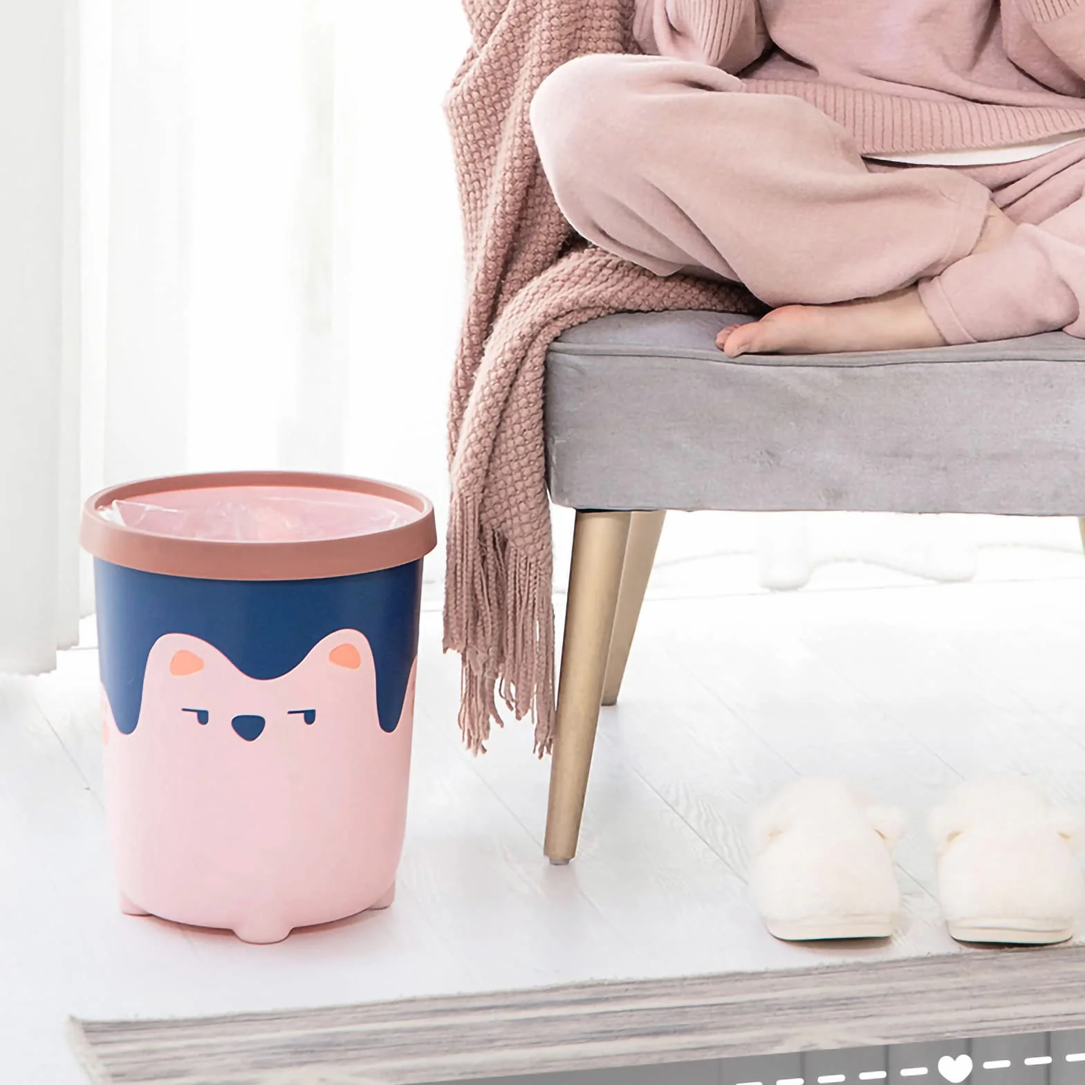 Poubelle décorative étanche Ours dessin animé Großes Rosa pour salle de bain cuisine