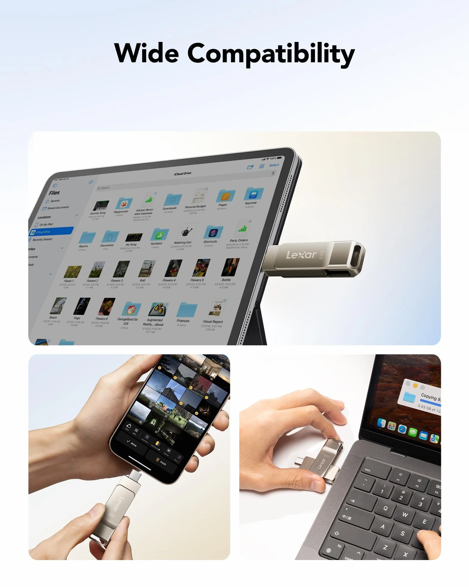 Lexar D40E 64 Go Clé USB 3.2 Gen 1 Type-C Flash Drive Métallique Pivotant