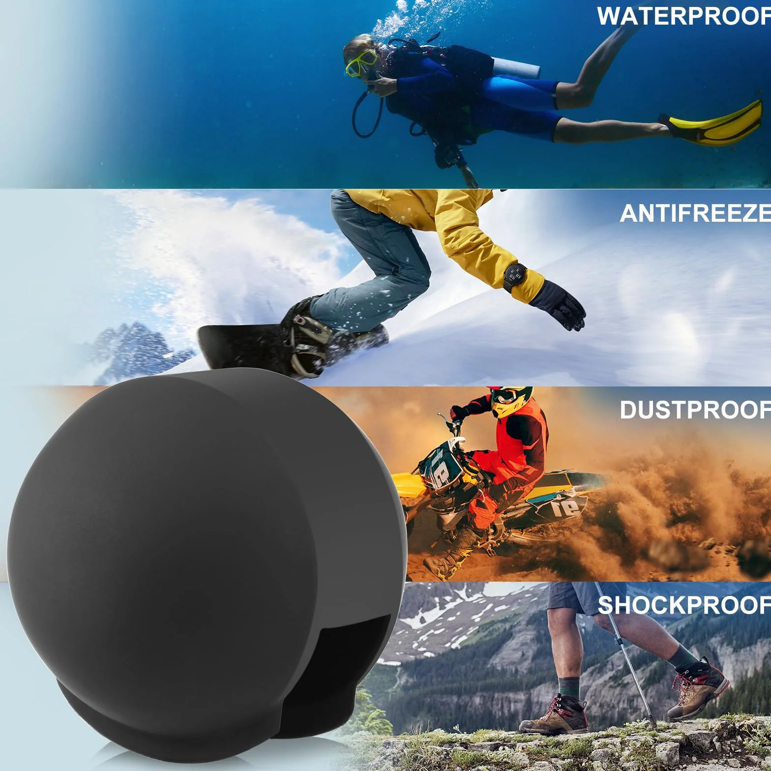 Silikonowa osłona obiektywu do Insta360 Niewidoczna obudowa do nurkowania, wodoodporna obudowa do nurkowania, osłona obiektywu akcesoria (czarna)