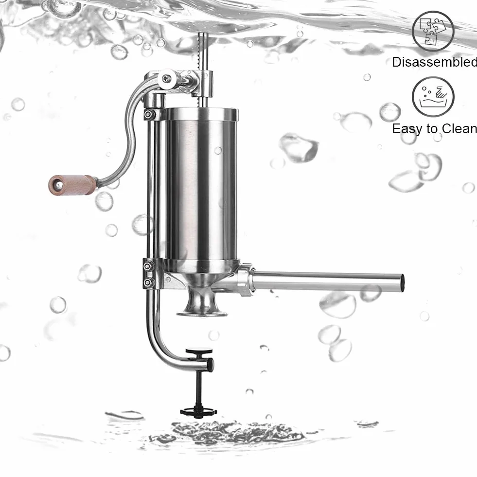 Poussoir à Saucisse, en Aluminium Inoxydable Machine à Saucisses Professionnelle Manuel Poussoir à Viande avec 8 Tubes (2.5LBS/1.5L (Vertical))