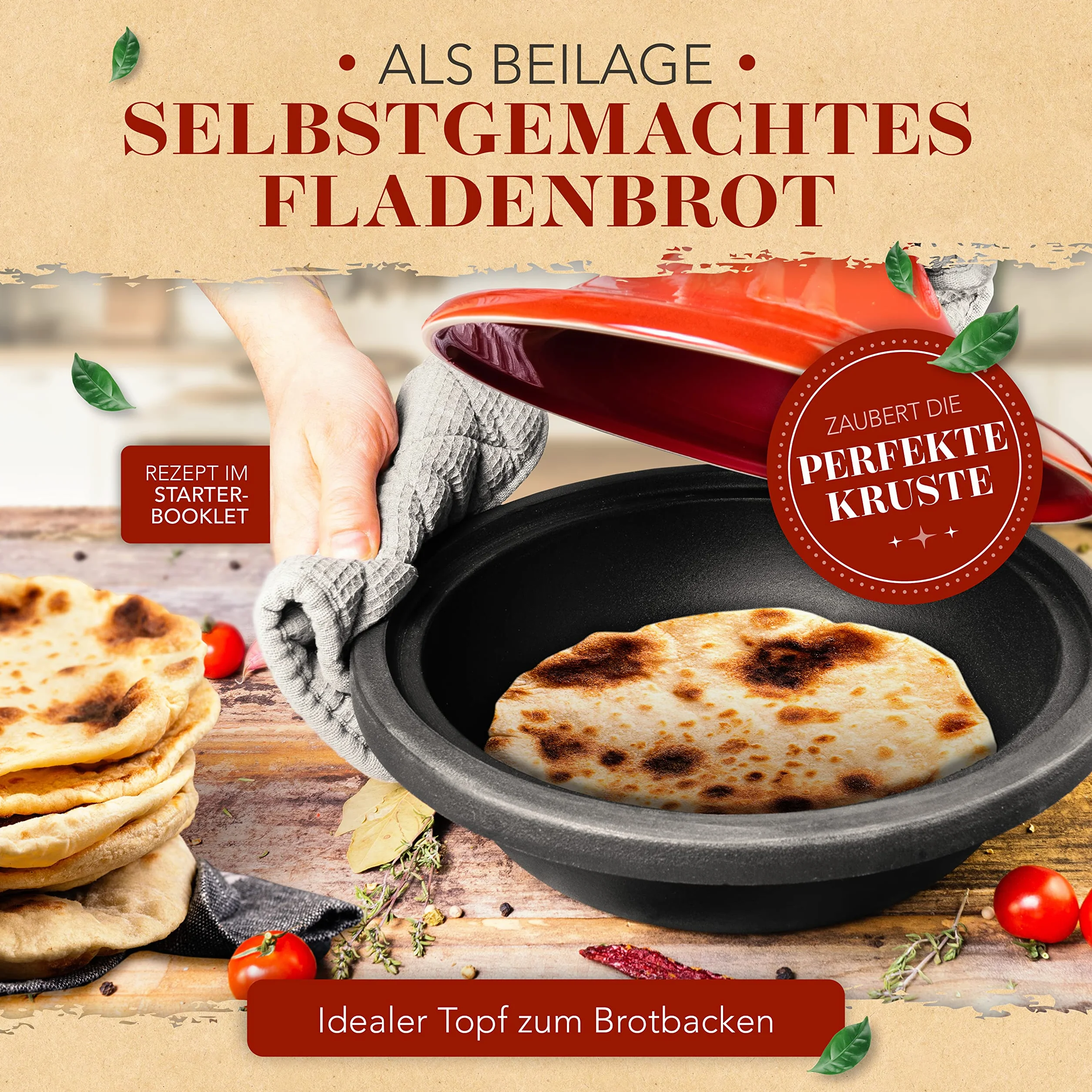 KRUSTENZAUBER Tajine pour 2 à 4 personnes – Tajine oriental en fonte de qualité supérieure de 27 cm – Convient pour induction et four