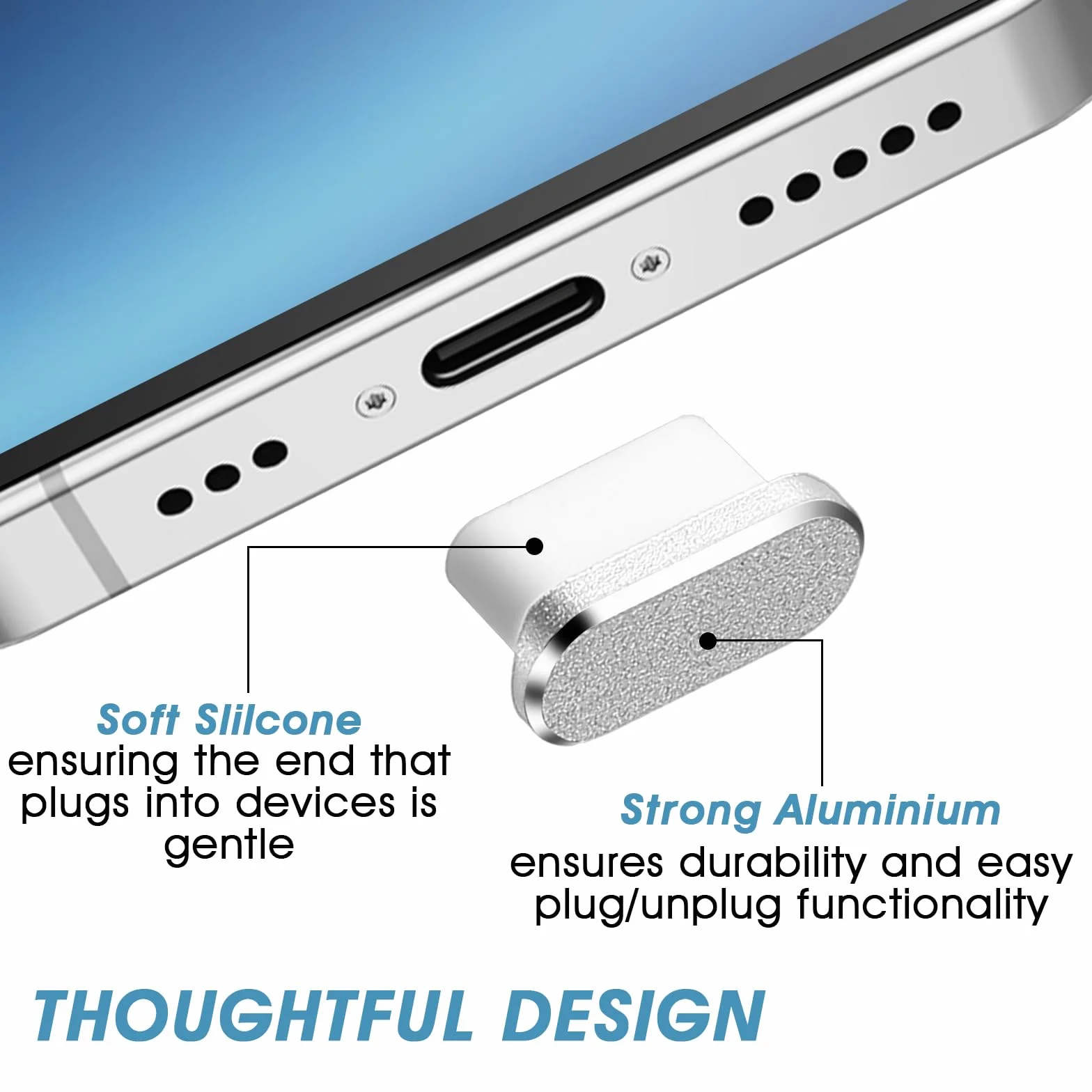 Metalowa wtyczka przeciwpyłowa USB-C, 4 szt., typ C, metalowa wtyczka do czyszczenia, wtyczka portowa USB-C, ochrona przed kurzem, zaślepki, przyłącze ładowania, USB-C
