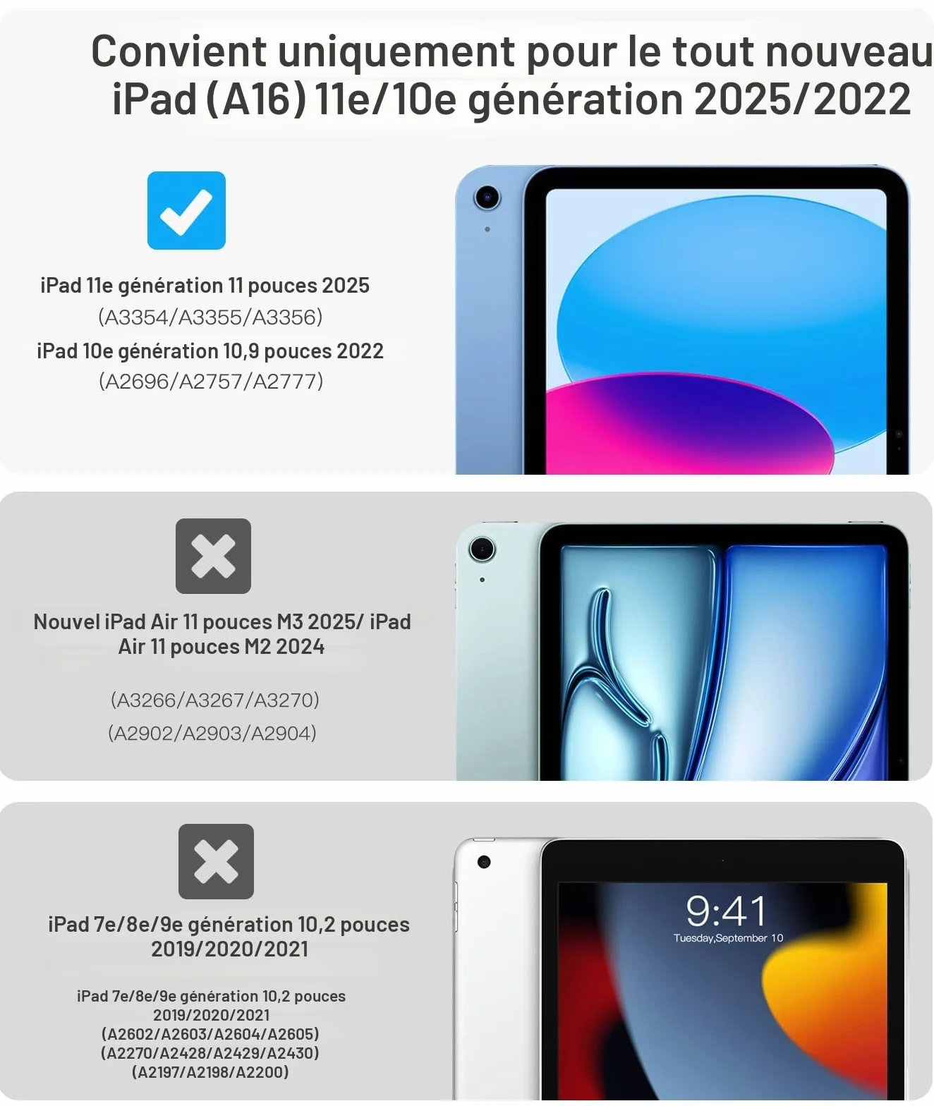 TiMOVO Coque iPad 11ème Génération 11 Pouces 2025, iPad 10ème Génération 10,9 Pouces 2022, Housse Arrière Translucide PC Bleu Abysse