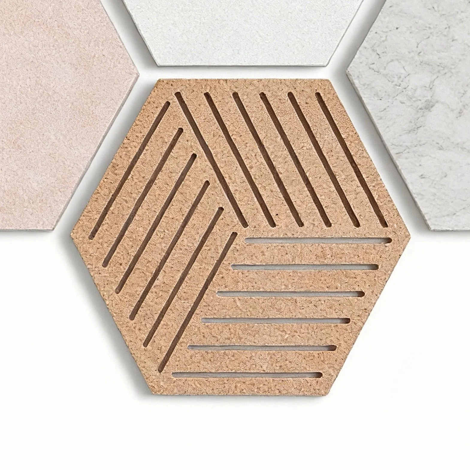 Tableau d'affichage hexagonal en feutre 30 x 26 x 0,9 cm autocollant fibre de polyester