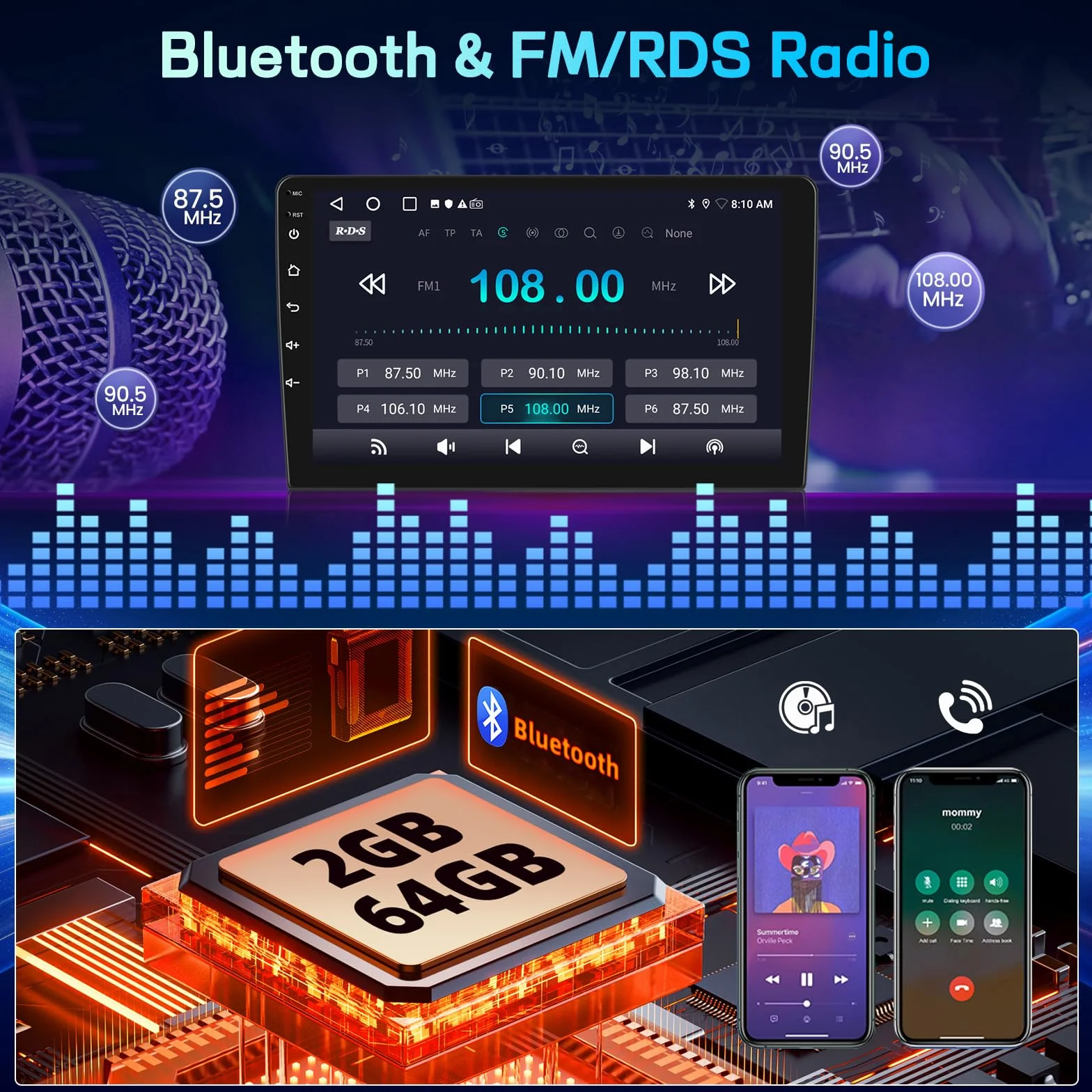 [2G+64G] Android Radio samochodowe do Mazda 3 2003-2009, nawigacja GPS, 9-calowy ekran dotykowy Radio z bezprzewodowym CarPlay i Android Auto, EQ DSP, WiFi, FM RDS, Bluetooth, SWC+kamera cofania