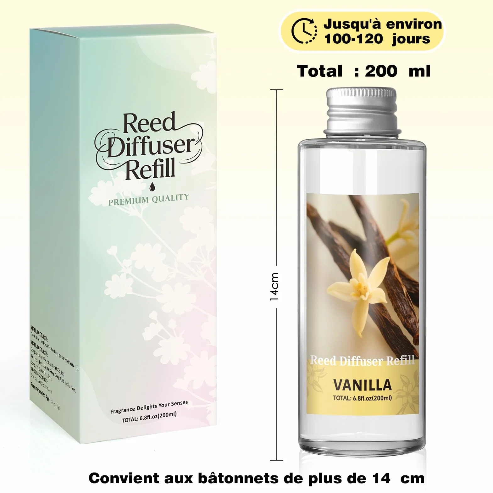 SCENTORINI Diffuseur de Parfum Vanille 200ML Recharge Parfum Ambiance Maison