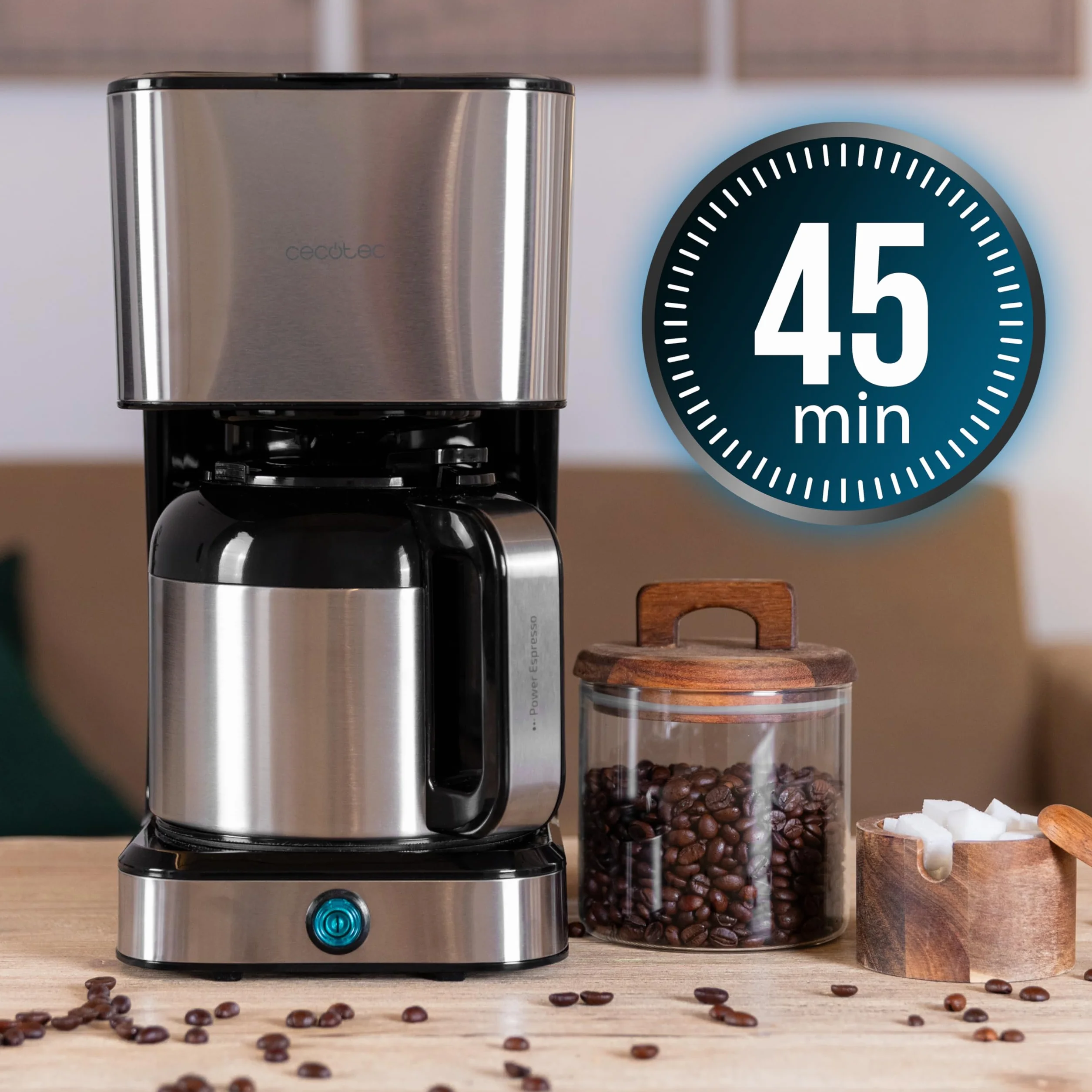 Cecotec Cafetière à Filtre de 1,2L Coffee 66 Drop & Thermo, Puissance 950 W, 10 Tasses, Technologie ExtremeAroma, Fonction Anti-goutte, Filtre en maille réutilisable, Protection Surchauffe.