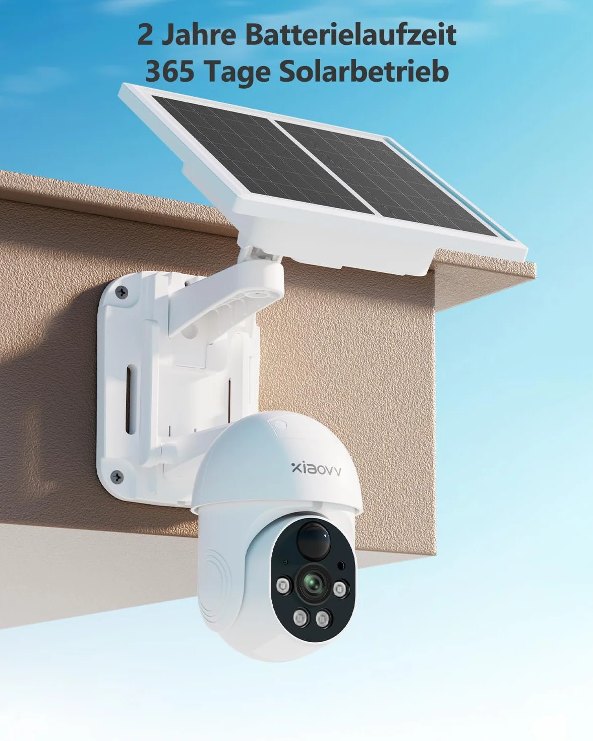 XIAOVV, Kamera monitoringowa o rozdzielczości 2 MP HD, zewnętrzna kamera monitorująca 10 000 mAh, 2,4 G, WiFi, kamera do monitoringu zewnętrznego, łatwa instalacja bezprzewodowa, kamera solarna