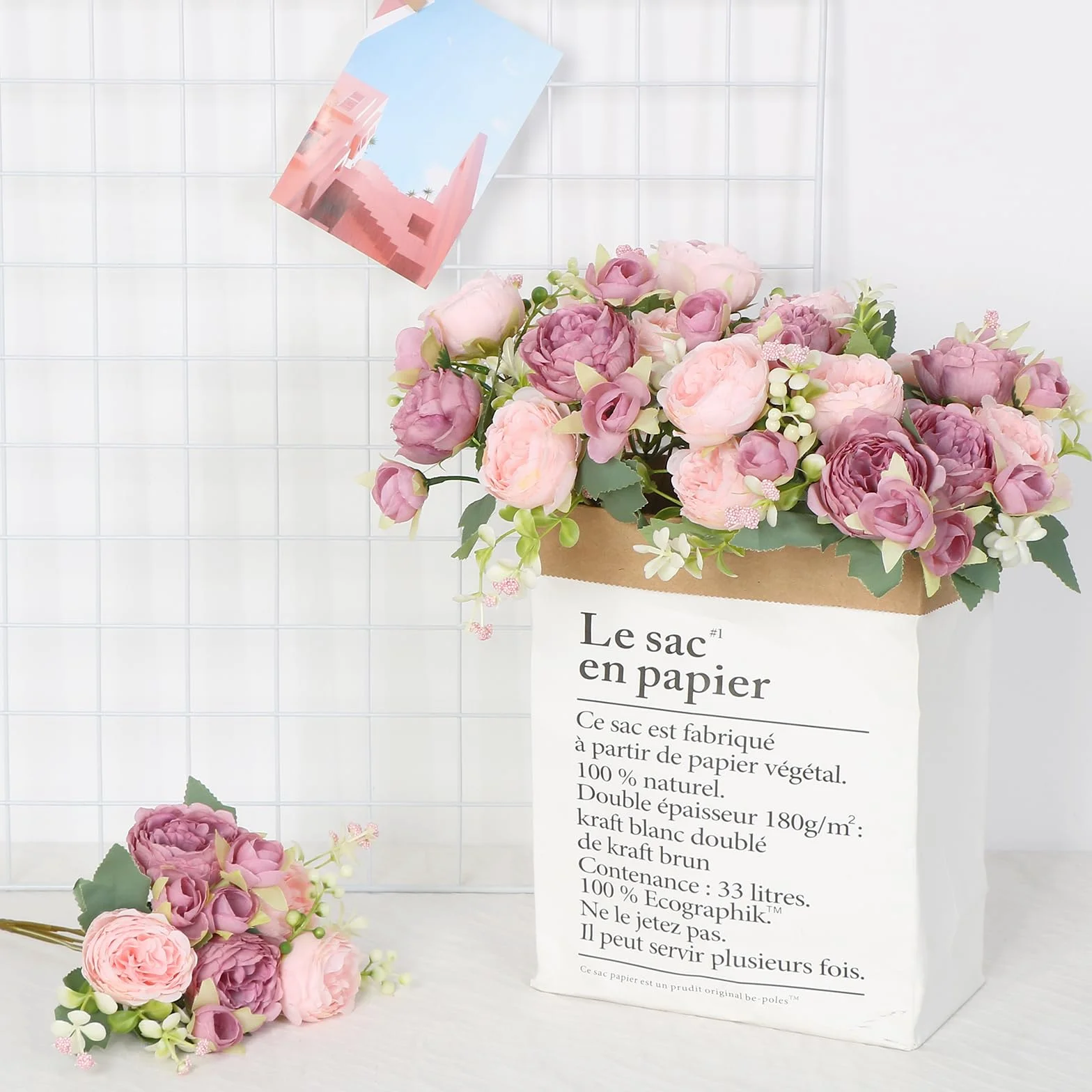Bouquets de Pivoines Artificielles en Soie SOMYTING Lot de 2 pour Mariage, Décoration Centre de Table Rose Mélangé