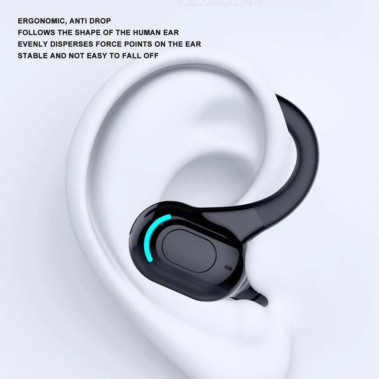 Zestaw Słuchawkowy Bluetooth z Jednym Uchem, Bezprzewodowa Wodoodporna Słuchawka IPX4, Połączenia Wsparcia, Funkcja Budzenia Asystenta Dźwięku, do Biegania, Jazdy, Jazdy na Rowerze