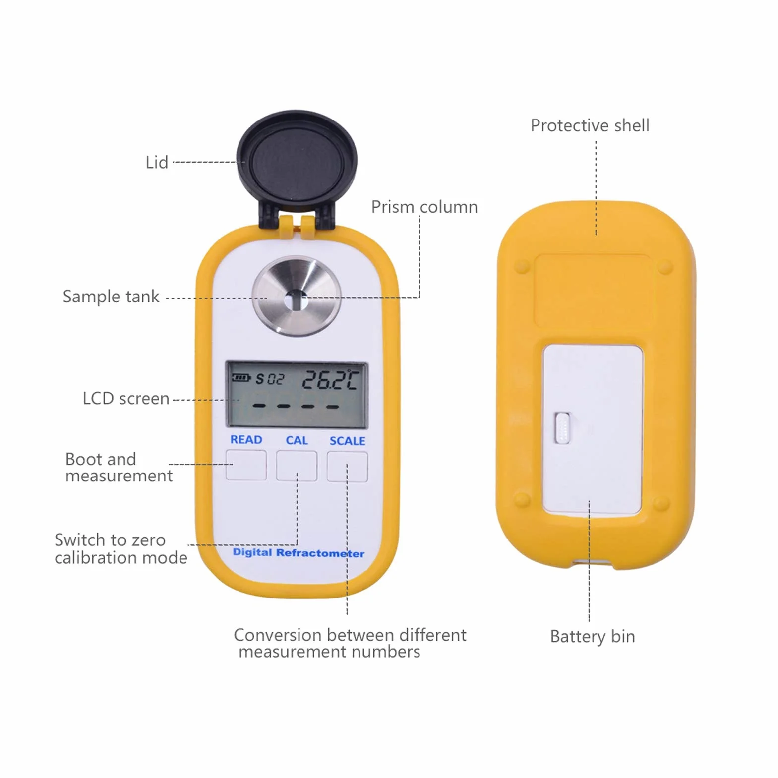 Réfractomètre numérique au Miel, réfractomètre au Miel de Poche Portable de Haute précision, économie d'énergie pour la teneur en Sucre des Outils d'abeille, Baume, Eau