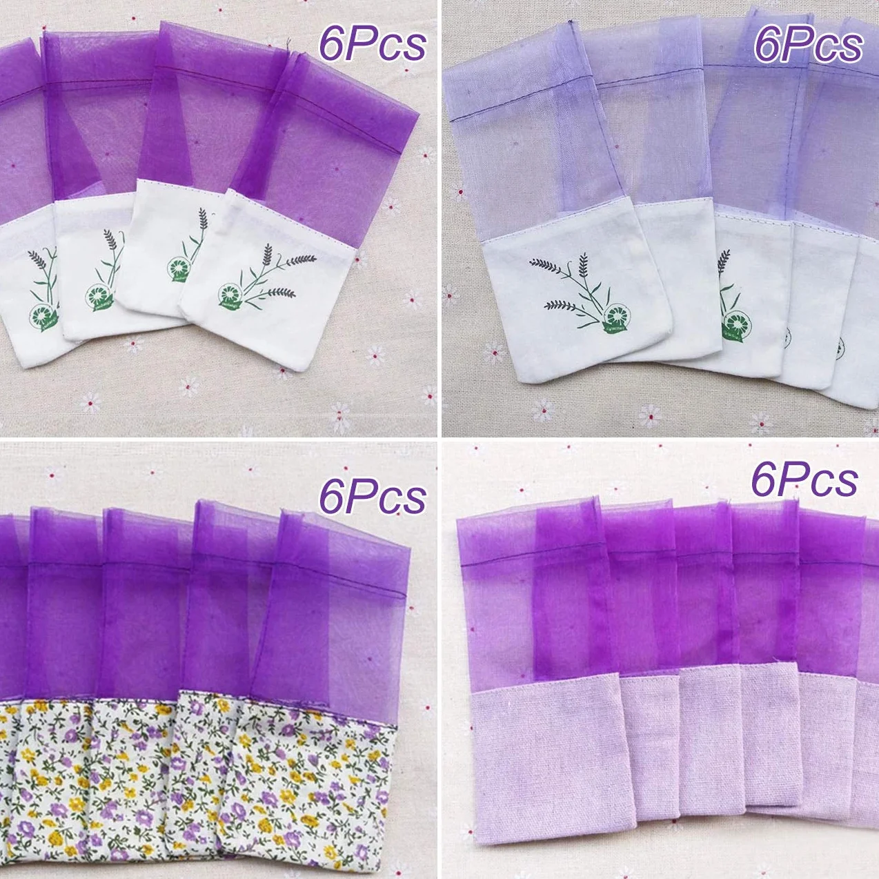 Sacs de Lavande Sachet Vides Coton Violet de Gaze 24 pièces